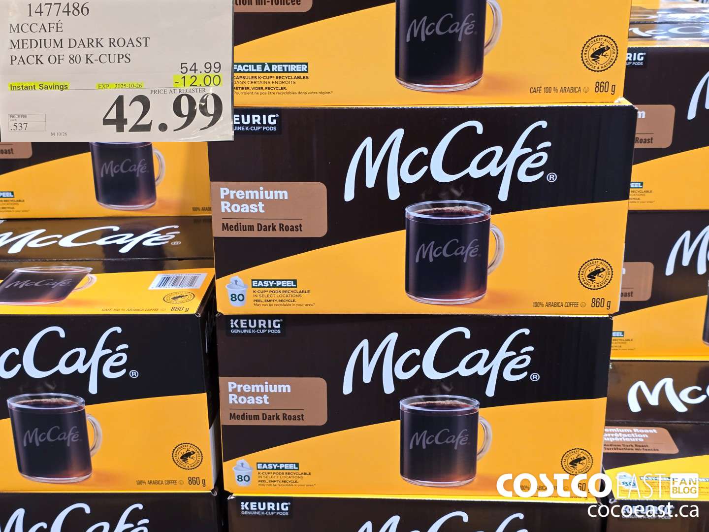 1477486 MCCAFE MEDIUM ROAST PACK OF 80 K-CUPS ($12.00 INSTANT SAVINGS EXPIRES ON 2025-10-26) $42.99