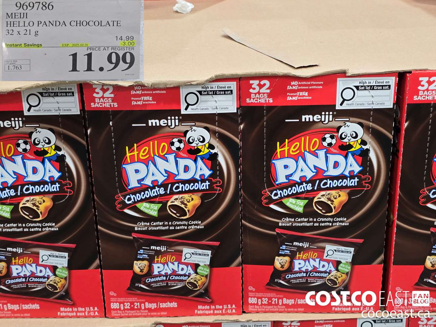 969786 MEIJI HELLO PANDA CHOCOLATE 32 X 21 G ($3.00 INSTANT SAVINGS EXPIRES ON 2025-10-26) $11.99