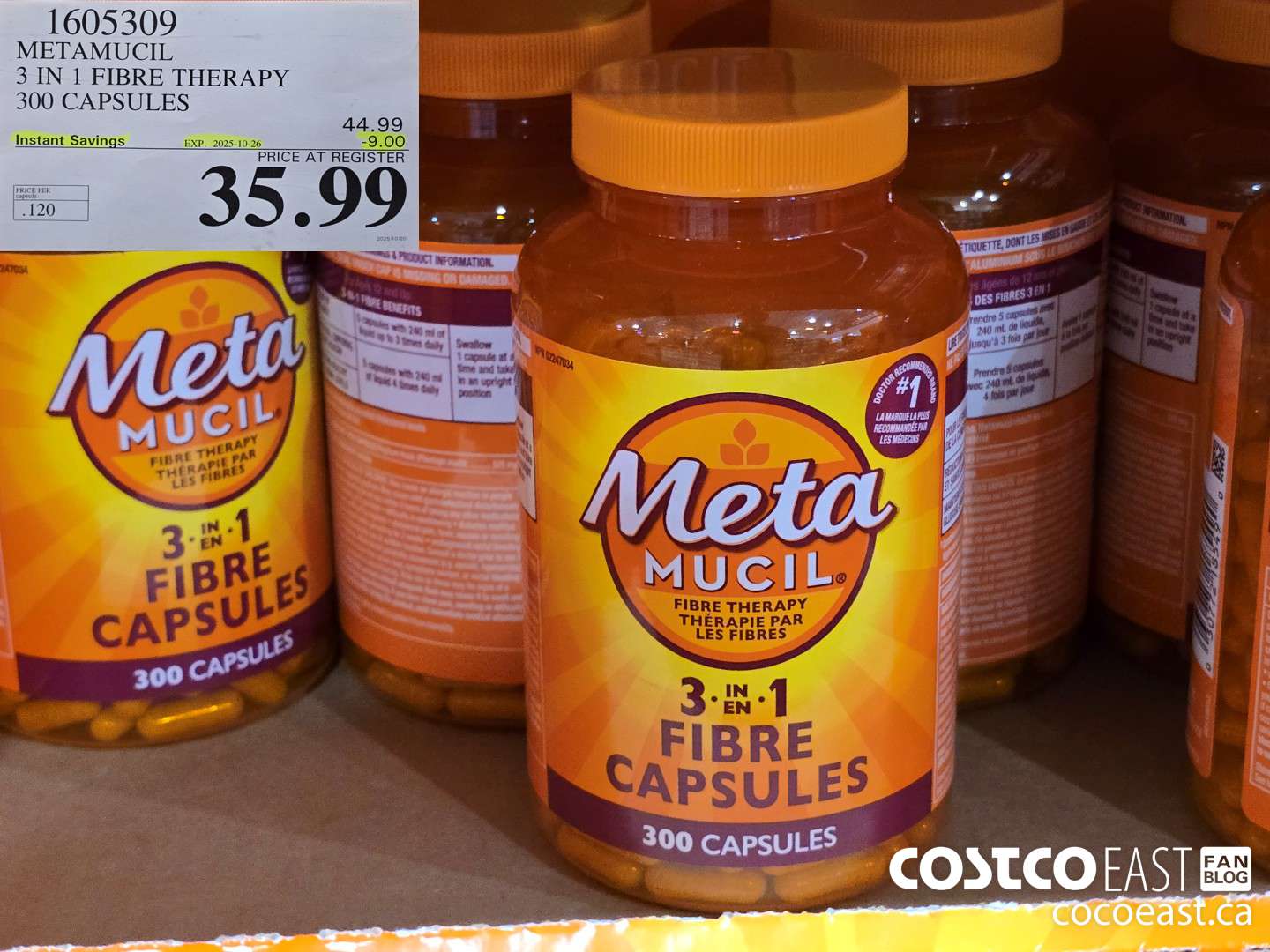 1605309 METAMUCIL PSYLLIUM FIBRES 300 CAPSULES ($9.00 INSTANT SAVINGS EXPIRES ON 2025-10-26) $35.99