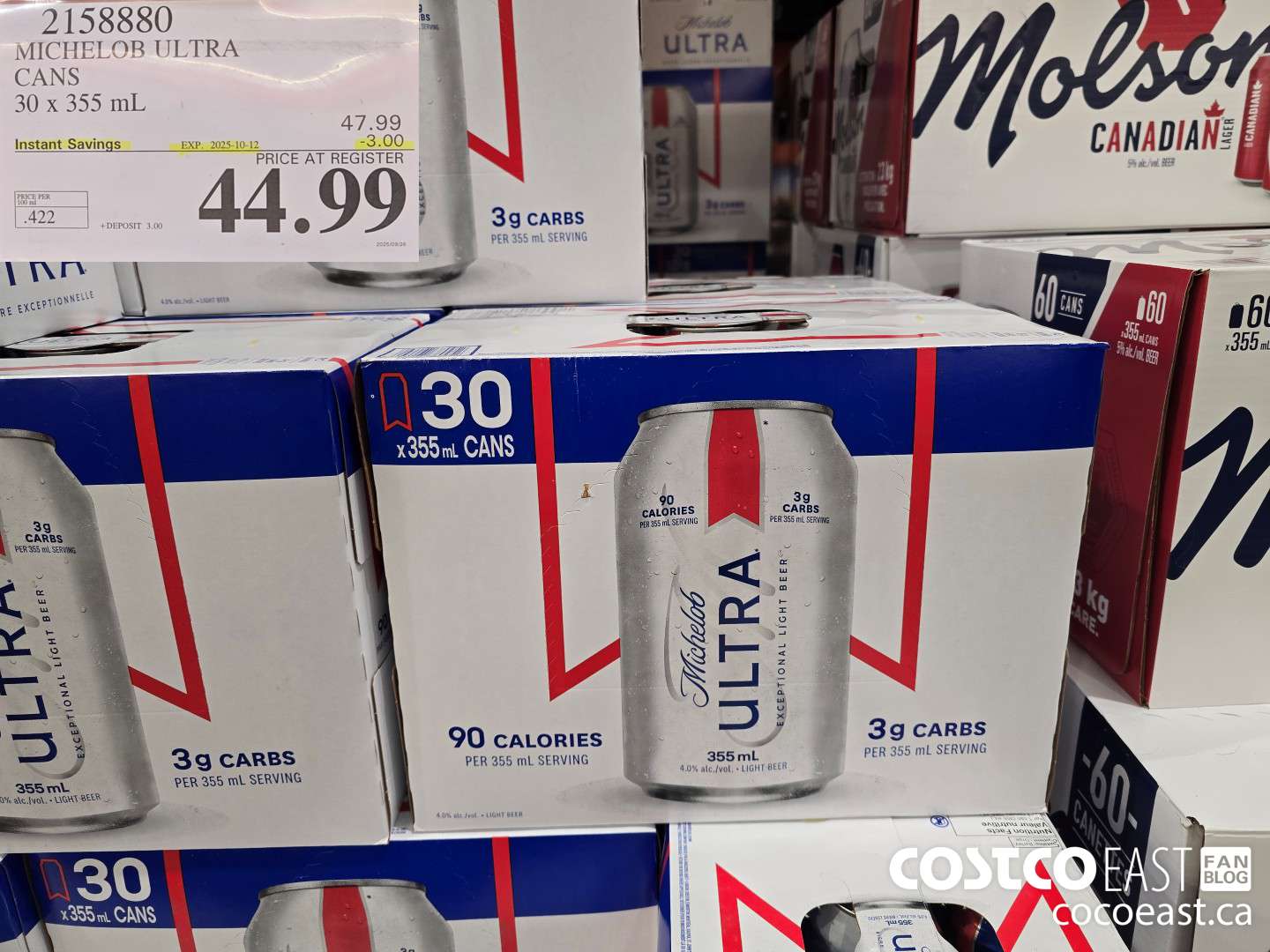 2158880 MICHELOB ULTRA CANS 30 x 355 mL ($3.00 INSTANT SAVINGS EXPIRES ON 2025-10-12) $44.99