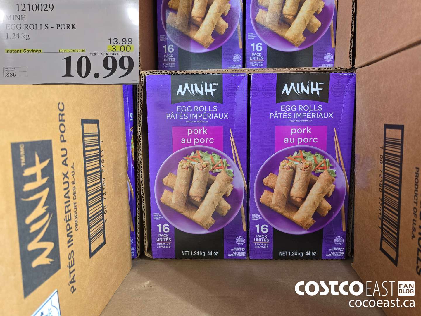 1210029 MINH EGG ROLLS - PORK 1.24 KG ($3.00 INSTANT SAVINGS EXPIRES ON 2025-10-26) $10.99