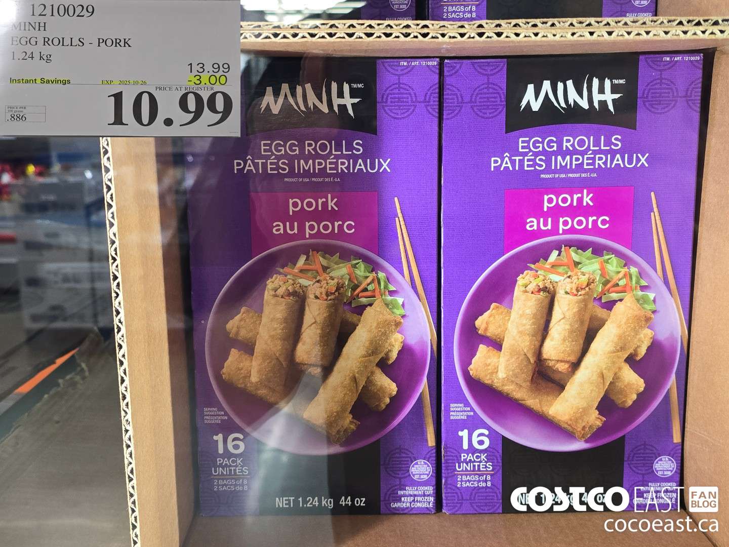 1210029 MINH EGG ROLLS - PORK 1.24 KG ($3.00 INSTANT SAVINGS EXPIRES ON 2025-10-26) $10.99