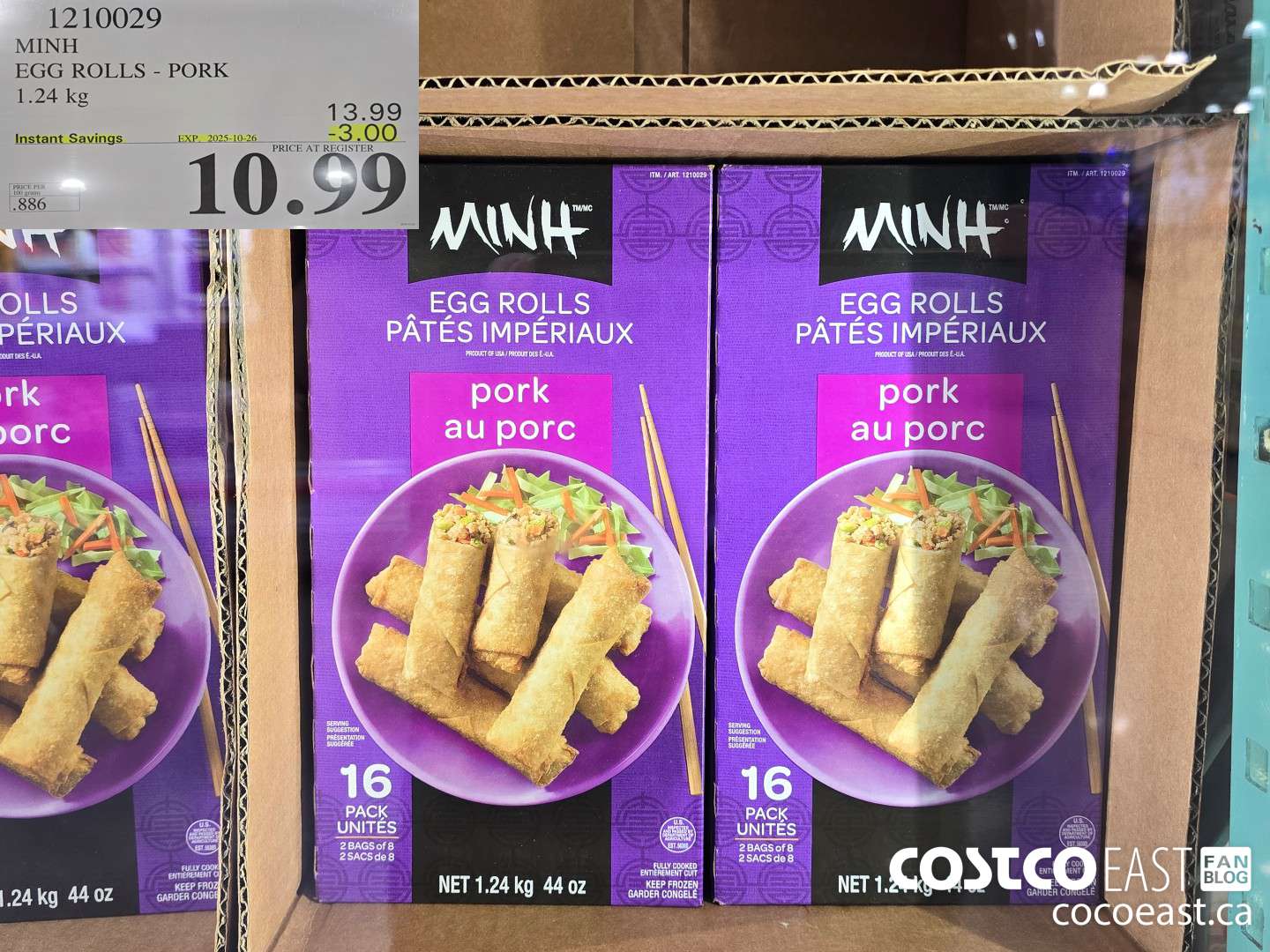 1210029 MINH EGG ROLLS - PORK 1.24 KG ($3.00 INSTANT SAVINGS EXPIRES ON 2025-10-26) $10.99