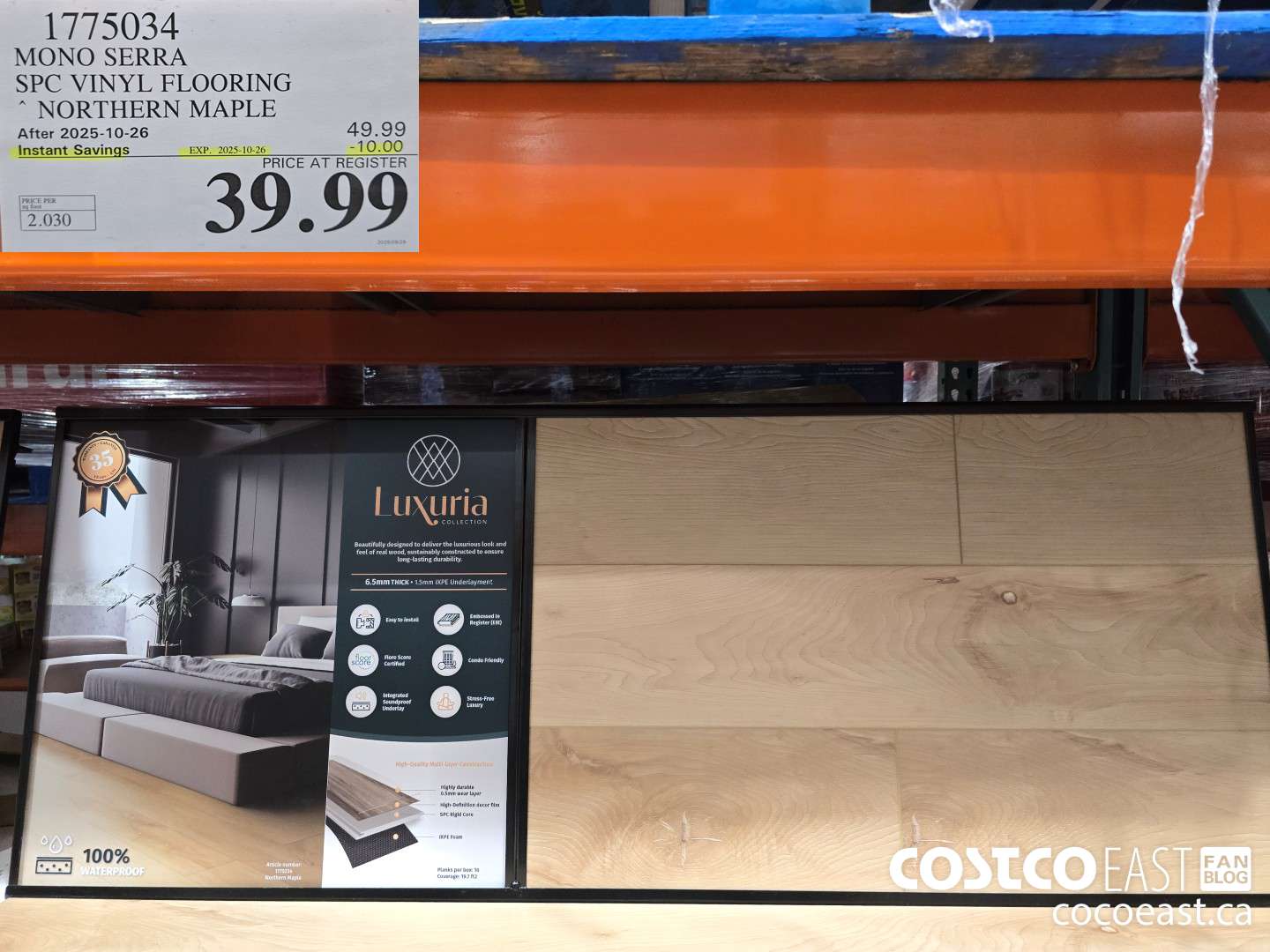 1775034 MONO SERRA SPC VINYL FLOORING NORTHERN MAPLE ($10.00 INSTANT SAVINGS EXPIRES ON 2025-10-26) $39.99