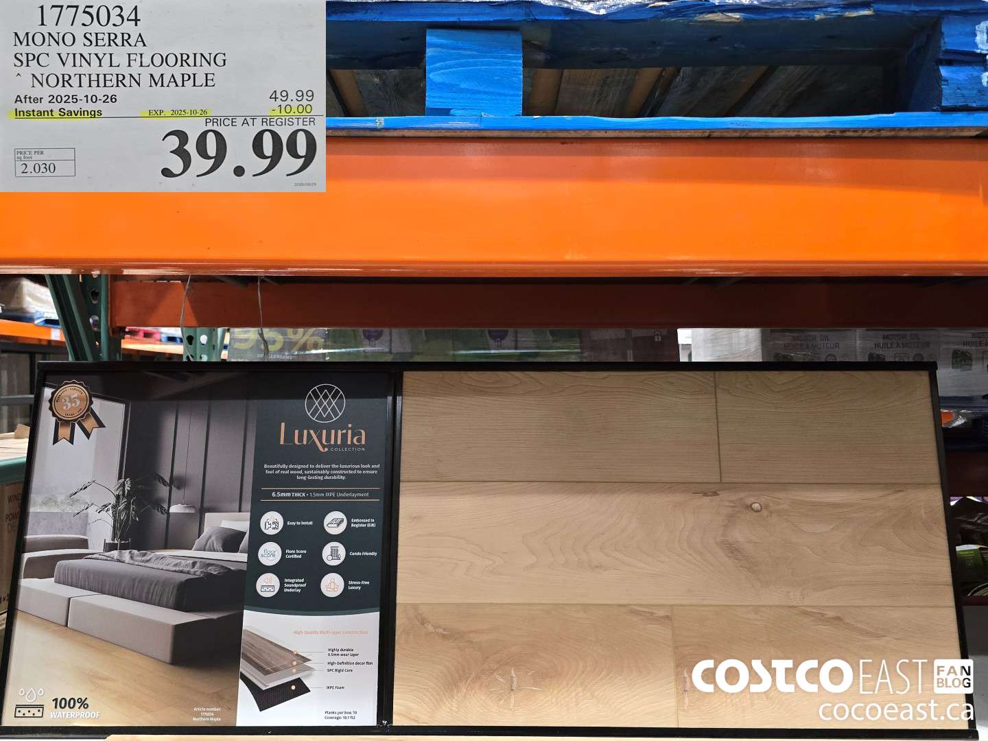 1775034 MONO SERRA SPC VINYL FLOORING NORTHERN MAPLE ($10.00 INSTANT SAVINGS EXPIRES ON 2025-10-26) $39.99