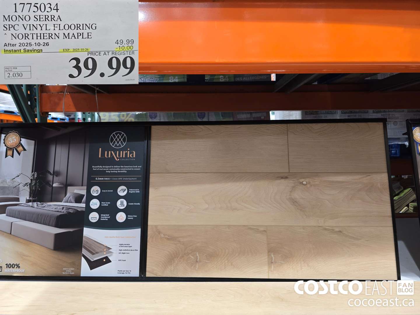 1775034 MONO SERRA SPC VINYL FLOORING NORTHERN MAPLE ($10.00 INSTANT SAVINGS EXPIRES ON 2025-10-26) $39.99