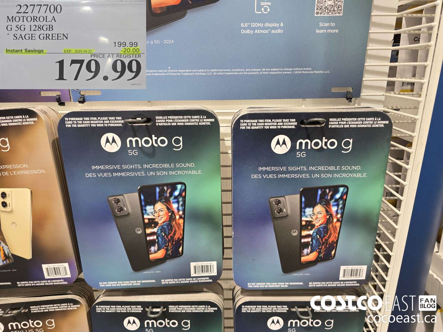 2277700 MOTOROLA G 5G 128GB SAGE GREEN ($20.00 INSTANT SAVINGS EXPIRES ON 2025-10-22) $179.99