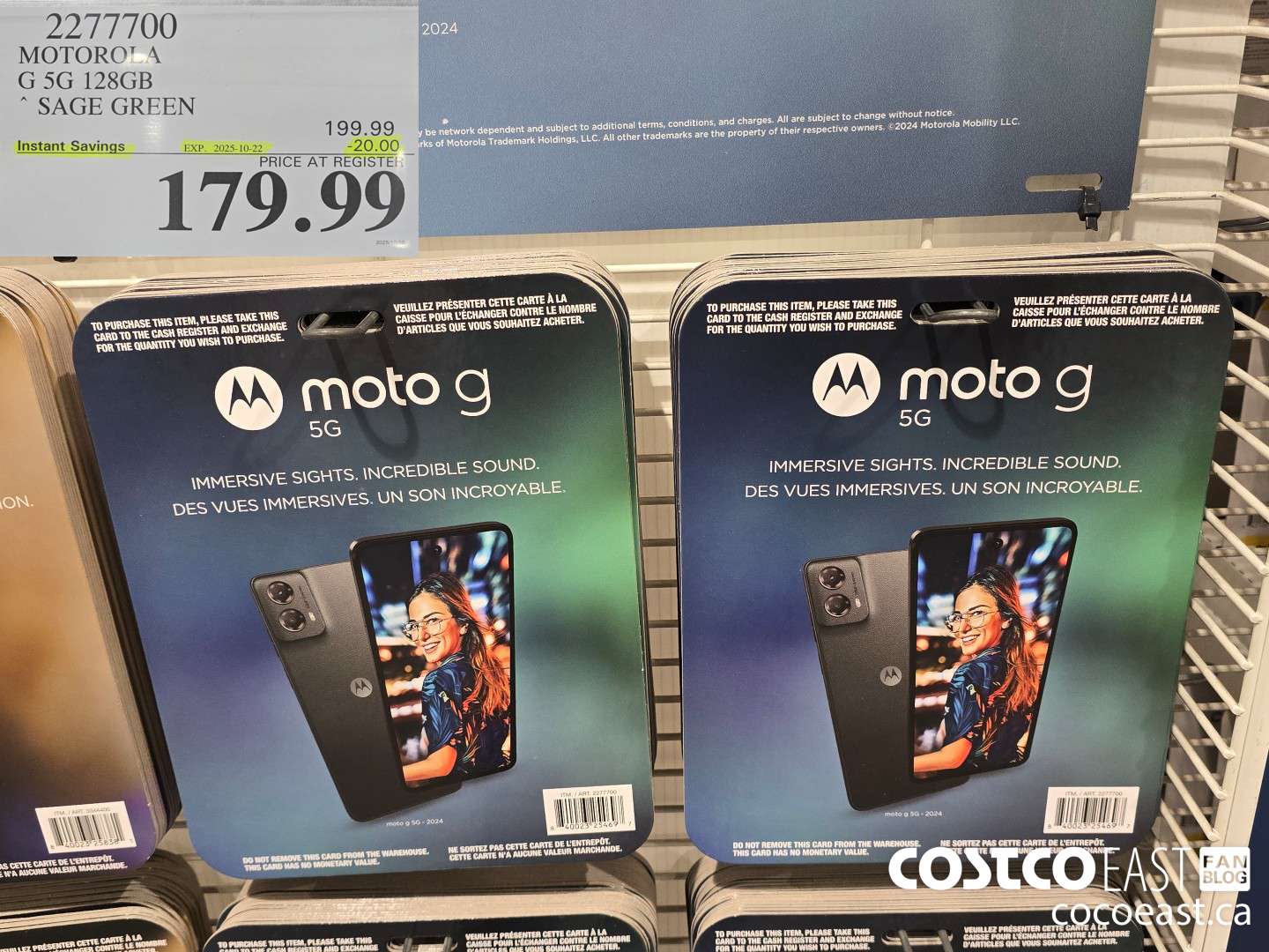 2277700 MOTOROLA G 5G 128GB SAGE GREEN ($20.00 INSTANT SAVINGS EXPIRES ON 2025-10-22) $179.99