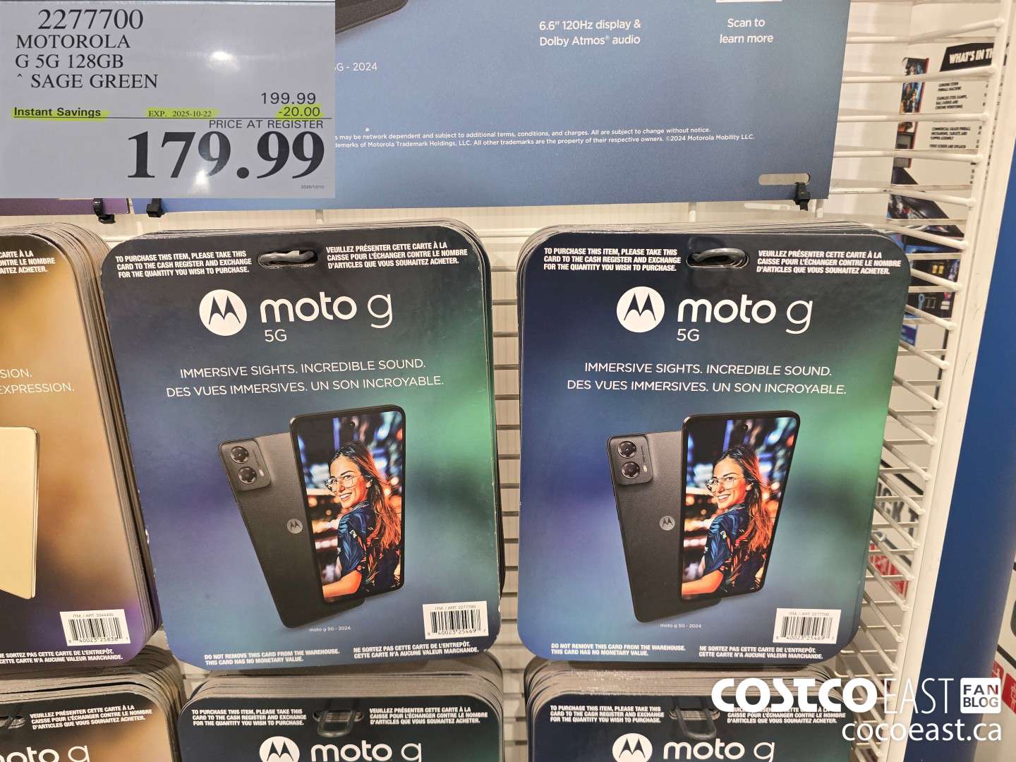 2277700 MOTOROLA G 5G 128GB SAGE GREEN ($20.00 INSTANT SAVINGS EXPIRES ON 2025-10-22) $179.99