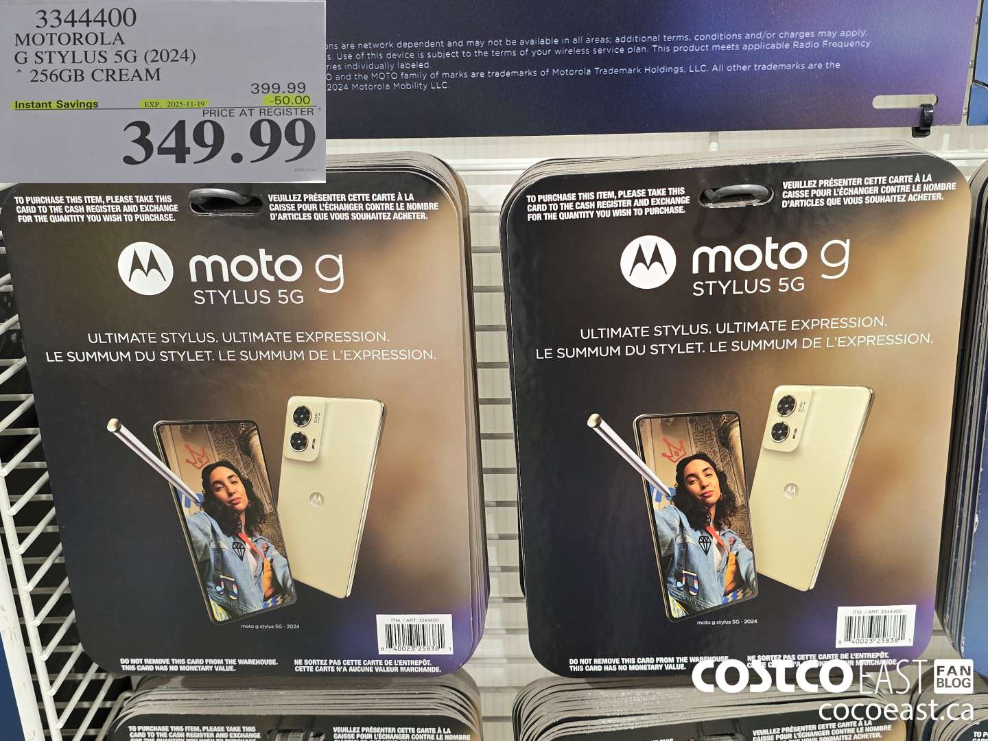 3344400 MOTOROLA G STYLUS 5G (2024) * 256GB CREAM ($50.00 INSTANT SAVINGS EXPIRES ON 2025-11-19) $349.99