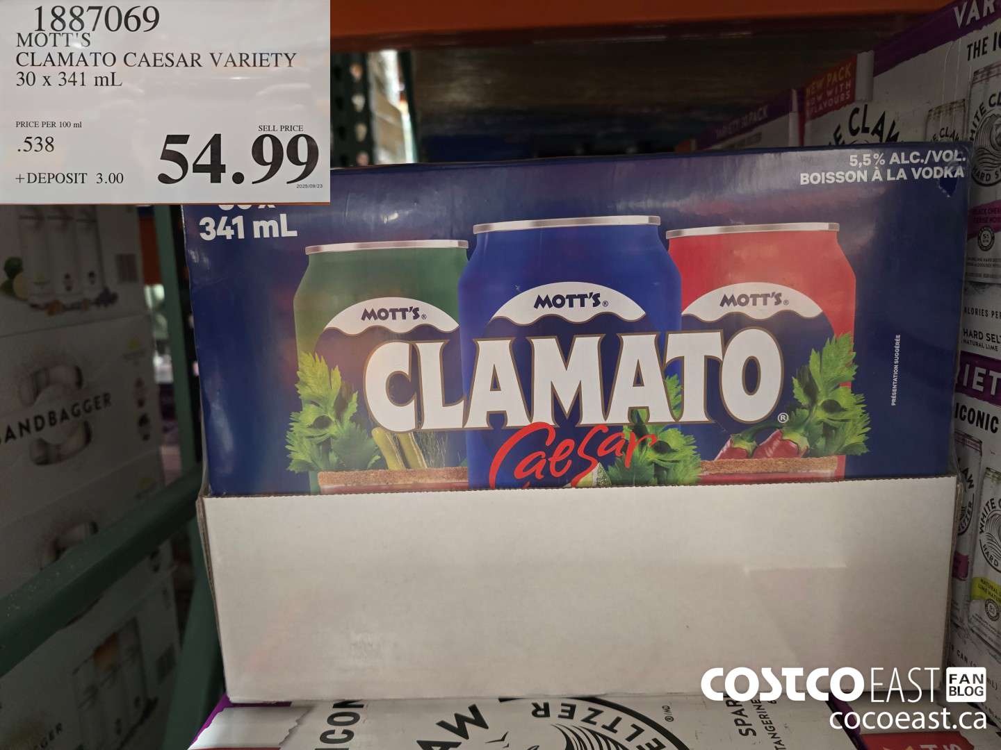 1887069 MOTT'S CLAMATO CESAR'S VARIETY PACK 30 x 341 mL $54.99
