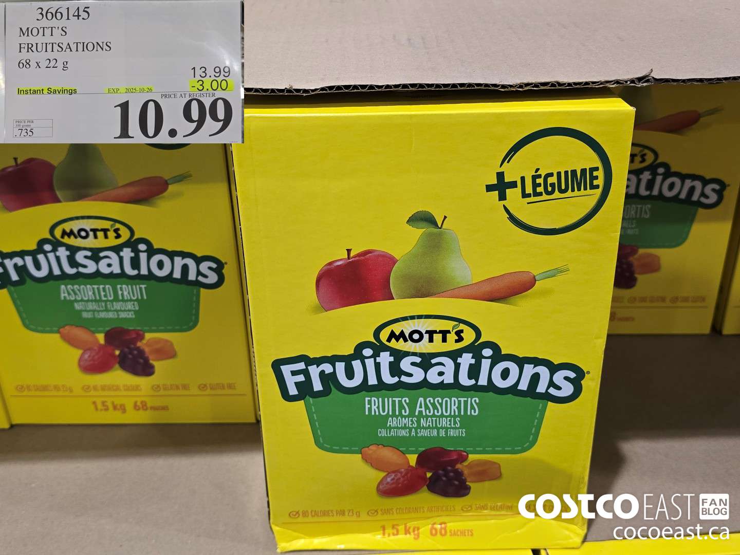 366145 MOTT'S FRUITSATIONS 68 x 22 G ($3.00 INSTANT SAVINGS EXPIRES ON 2025-10-26) $10.99