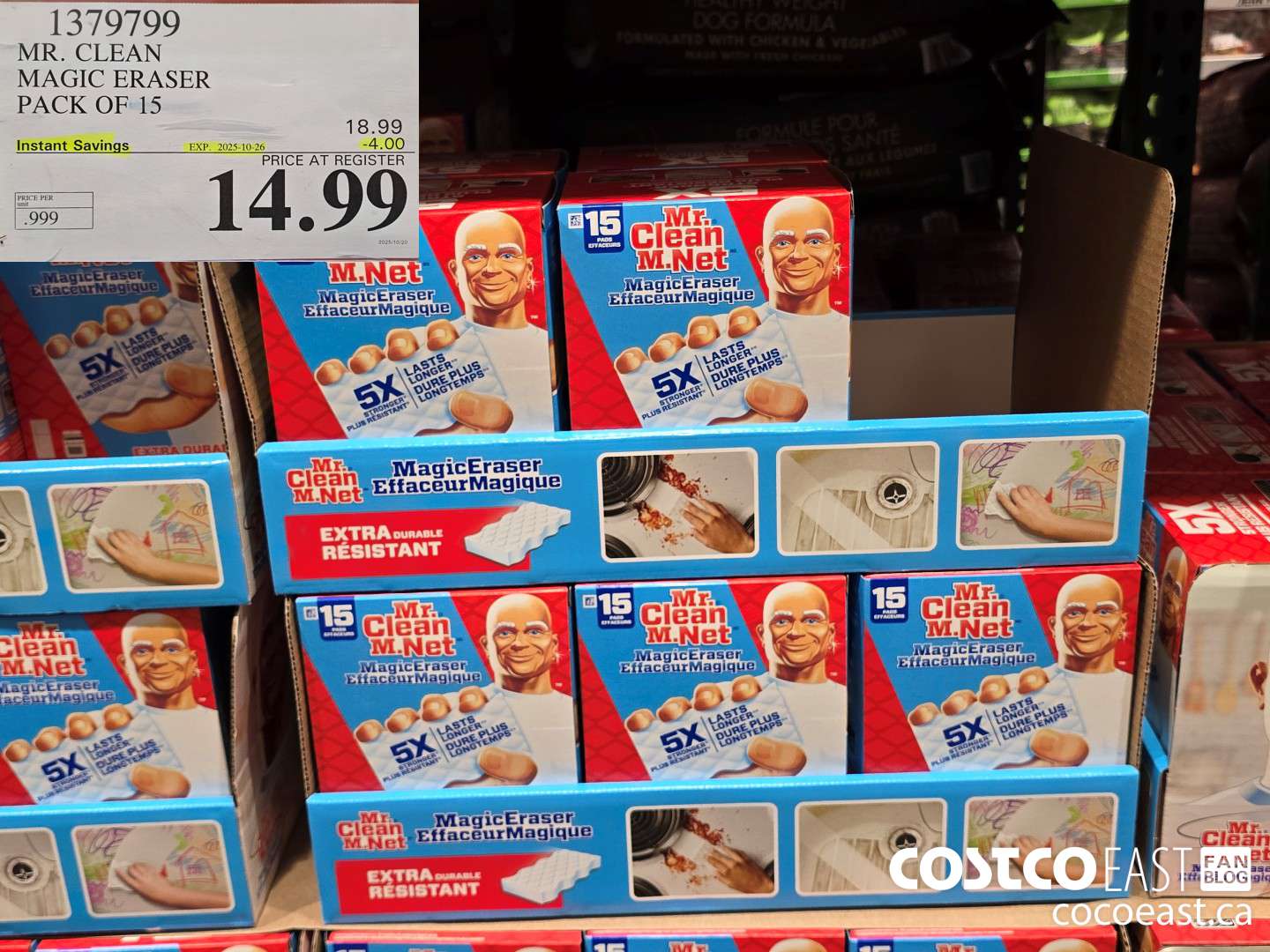 1379799 MR. CLEAN MAGIC ERASER PACK OF 15 ($4.00 INSTANT SAVINGS EXPIRES ON 2025-10-26) $14.99