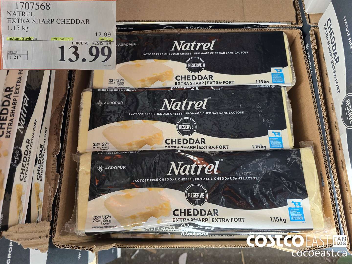 1707568 NATREL EXTRA SHARP CHEDDAR 1.15 kg ($4.00 INSTANT SAVINGS EXPIRES ON 2025-10-12) $13.99