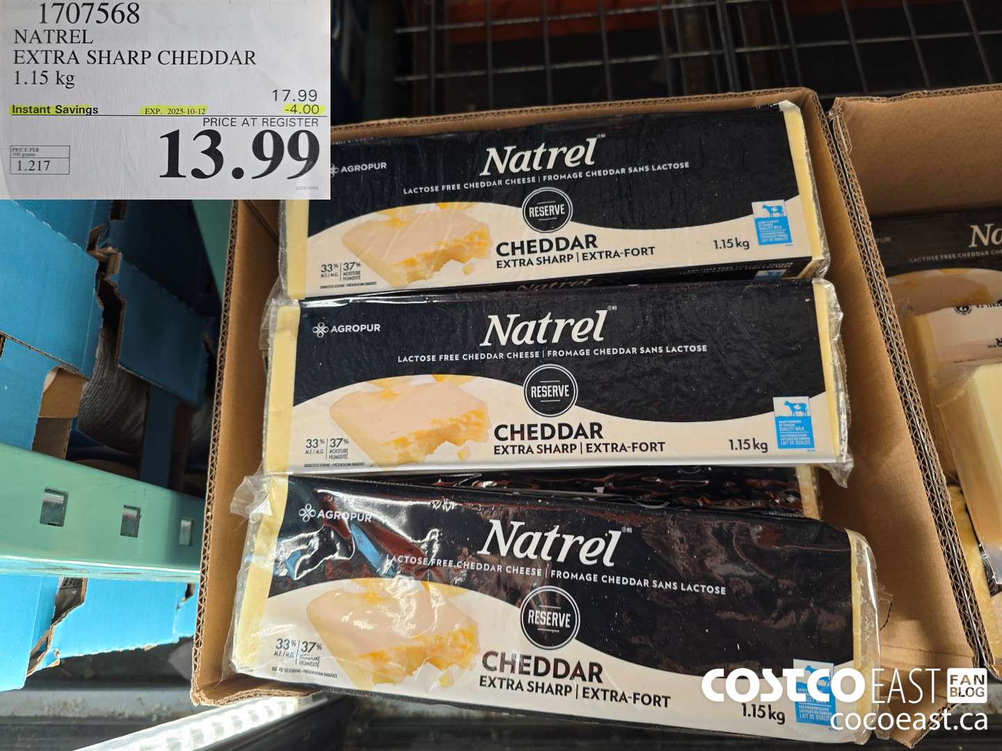 1707568 NATREL EXTRA SHARP CHEDDAR 1.15 kg ($4.00 INSTANT SAVINGS EXPIRES ON 2025-10-12) $13.99