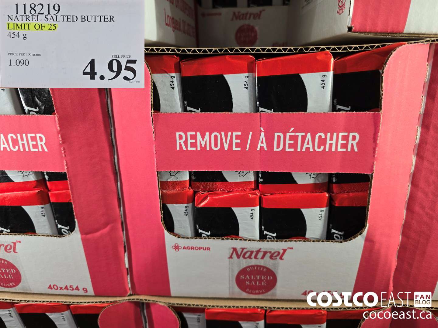 118219 NATREL SALTED BUTTER LIMIT OF 25 454 g $4.95