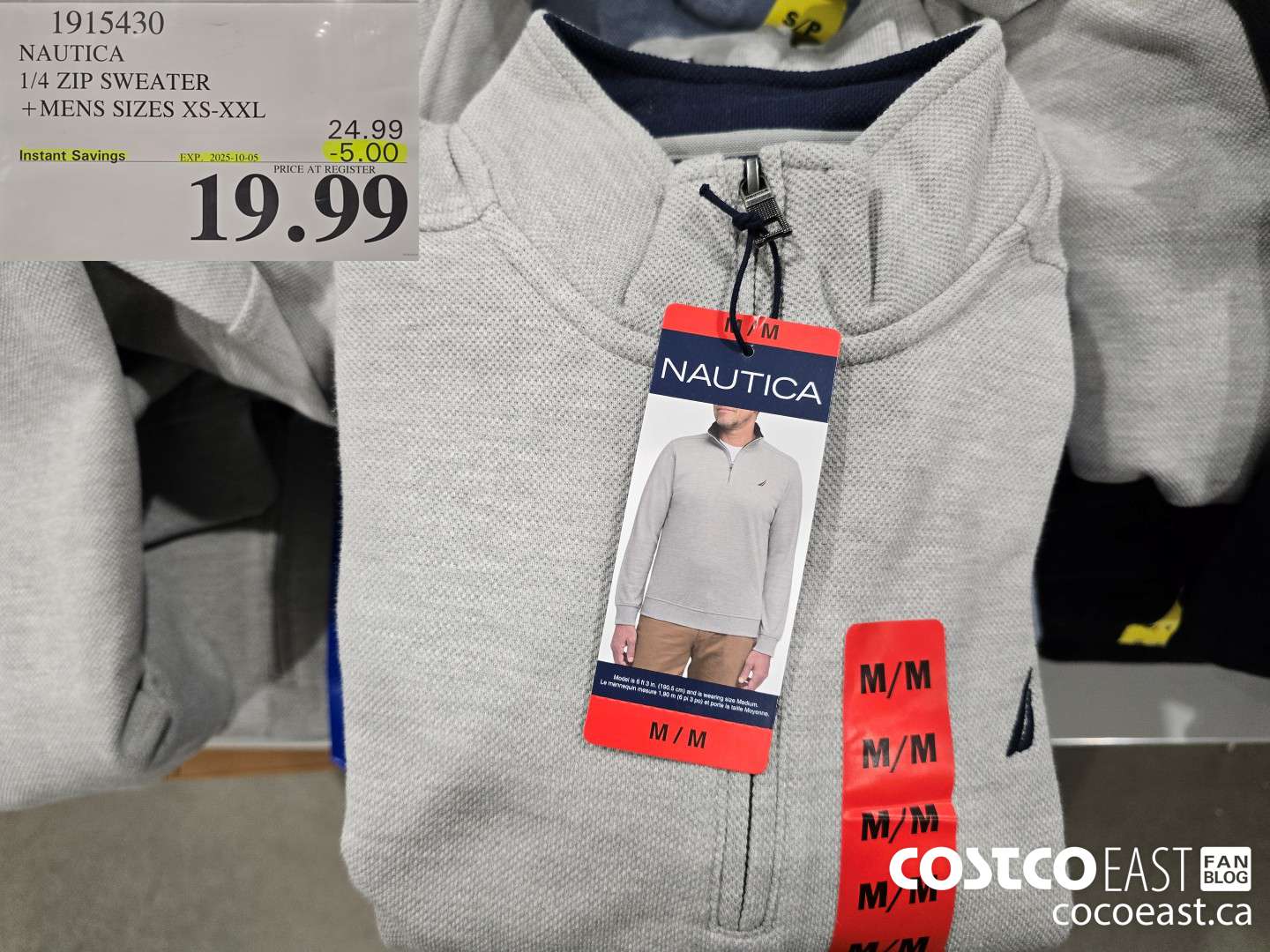 1915430 NAUTICA 1/4 ZIP SWEATER +MENS SIZES XS-XXL ($5.00 INSTANT SAVINGS EXPIRES ON 2025-10-05) $19.99