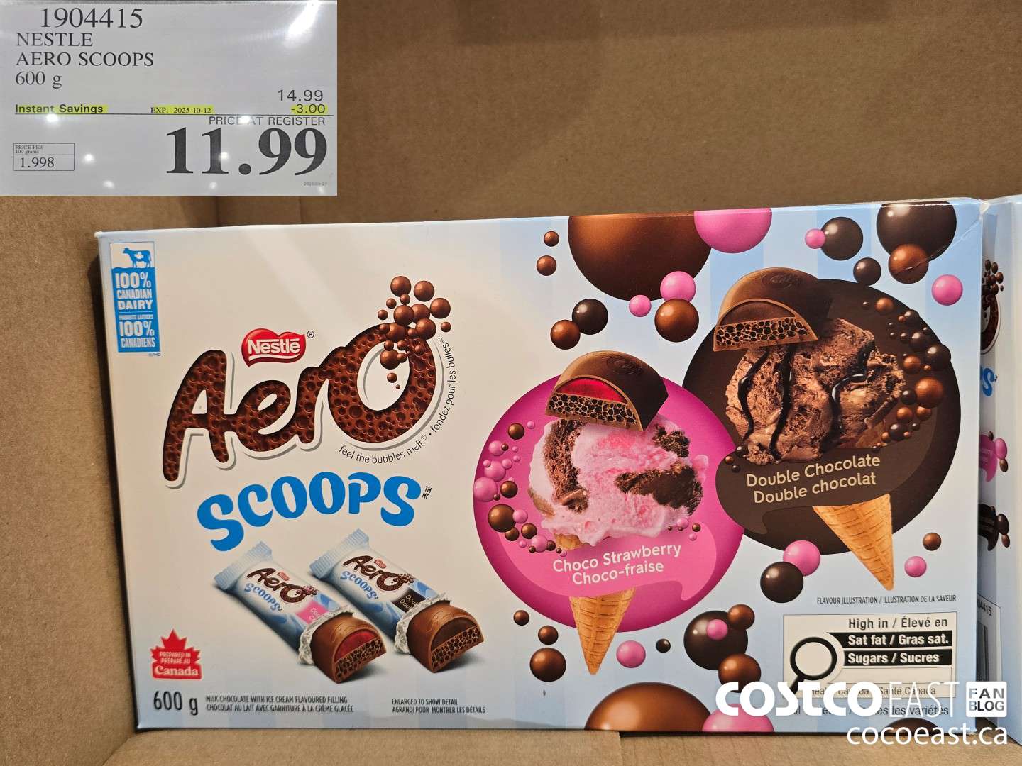 1904415 NESTLE AERO SCOOPS 600 G ($3.00 INSTANT SAVINGS EXPIRES ON 2025-10-12) $11.99