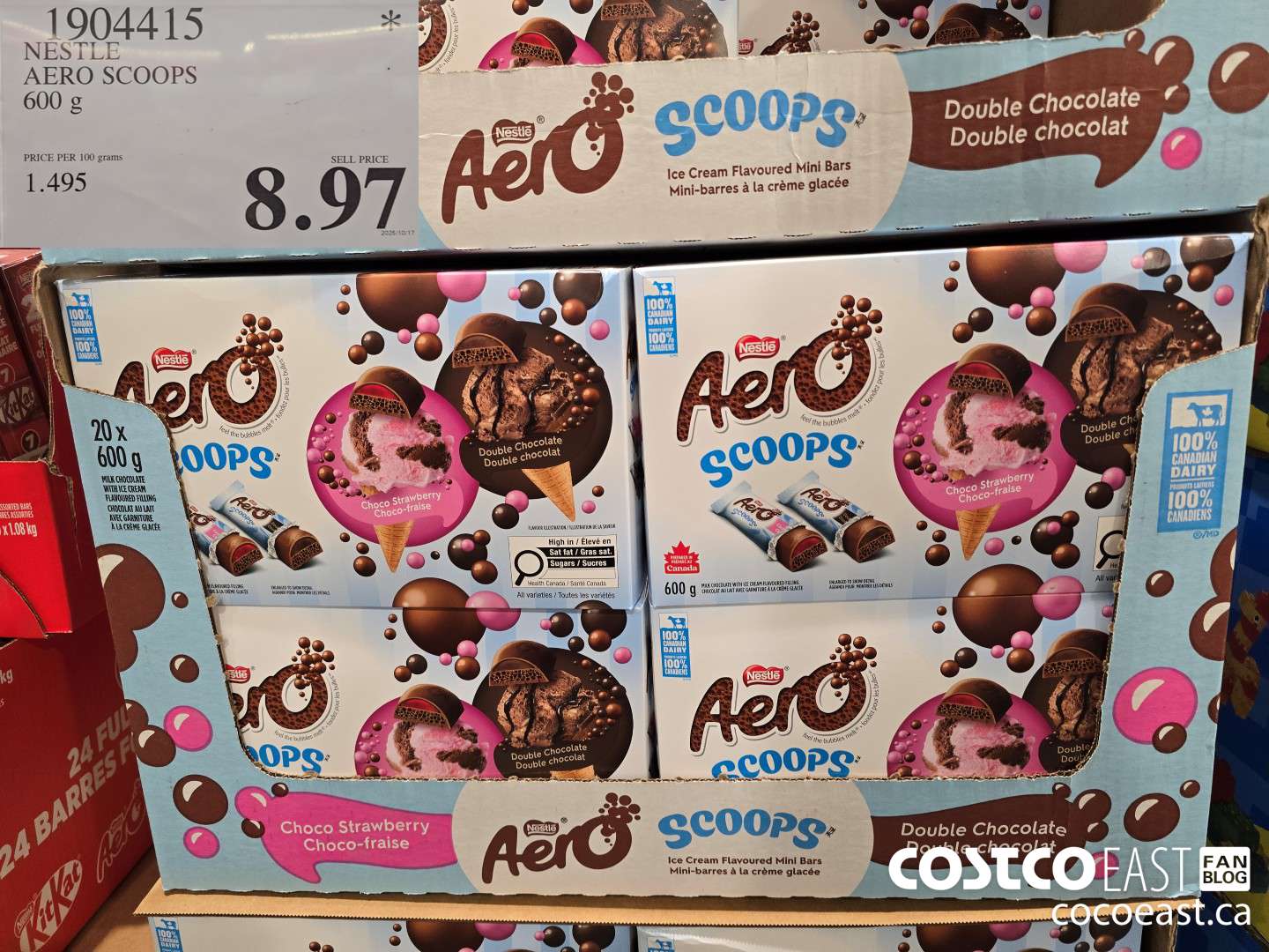1904415 NESTLE AERO SCOOPS 600 G $8.97