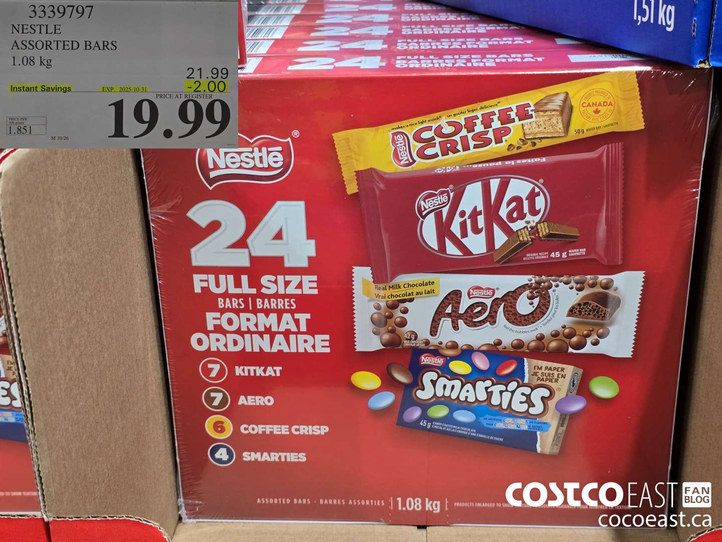 3339797 NESTLE ASSORTED BARS 1.08 KG ($2.00 INSTANT SAVINGS EXPIRES ON 2025-10-31) $19.99