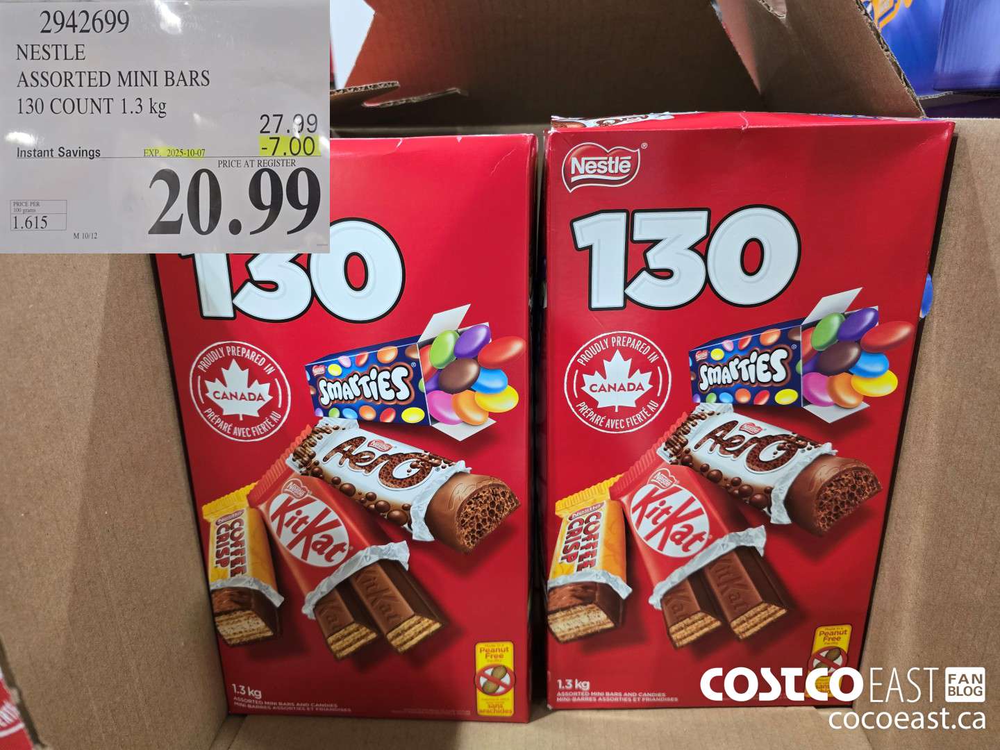 2942699 NESTLE ASSORTED MINI BARS 130 CT 1.3 KG ($7.00 INSTANT SAVINGS EXPIRES ON 2025-10-07) $20.99