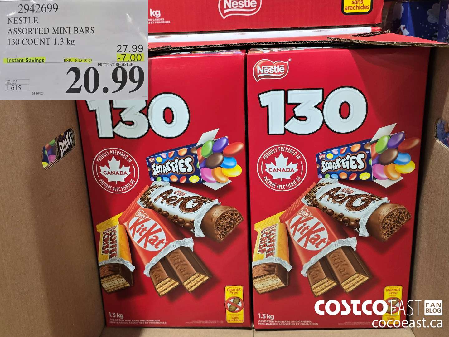 2942699 NESTLE ASSORTED MINI BARS 130 CT 1.3 KG ($7.00 INSTANT SAVINGS EXPIRES ON 2025-10-07) $20.99