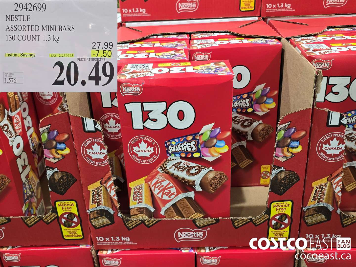 2942699 NESTLE ASSORTED MINI BARS 130 CT 1.3 KG ($7.50 INSTANT SAVINGS EXPIRES ON 2025-10-15) $20.49