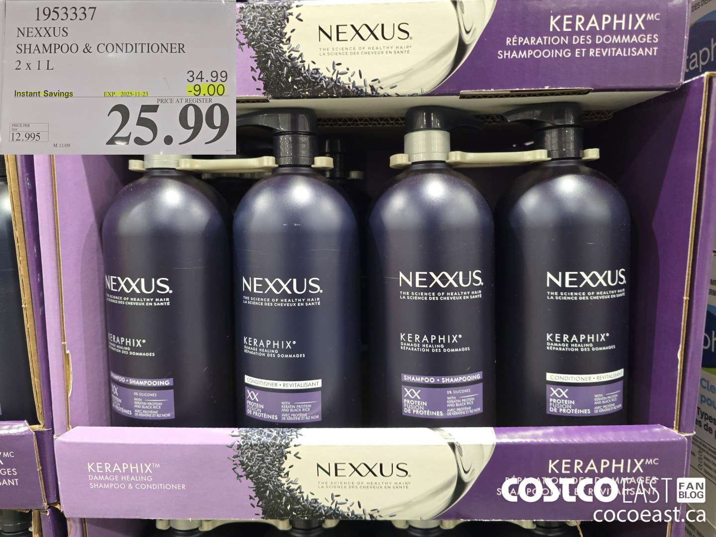 1953337 NEXXUS SHAMPOO & CONDITIONER 2 X 1 L ($9.00 INSTANT SAVINGS EXPIRES ON 2025-11-23) $25.99