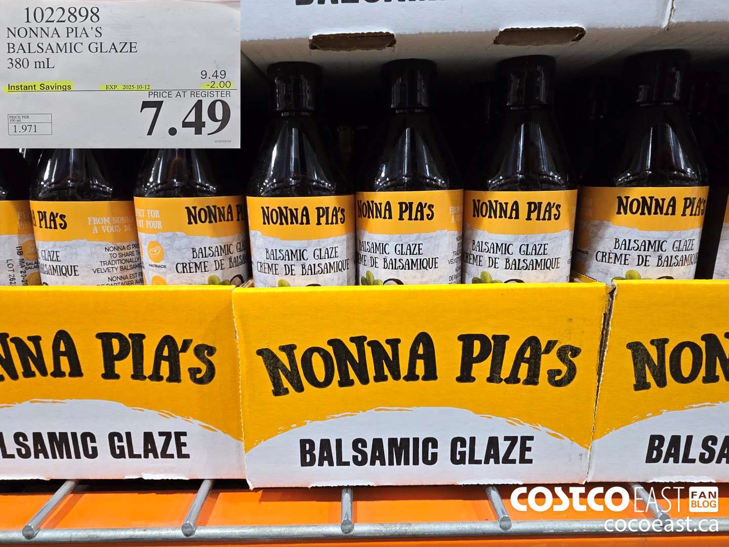 1022898 NONNA PIA'S BALSAMIC GLAZE 380 mL ($2.00 INSTANT SAVINGS EXPIRES ON 2025-10-12) $7.49