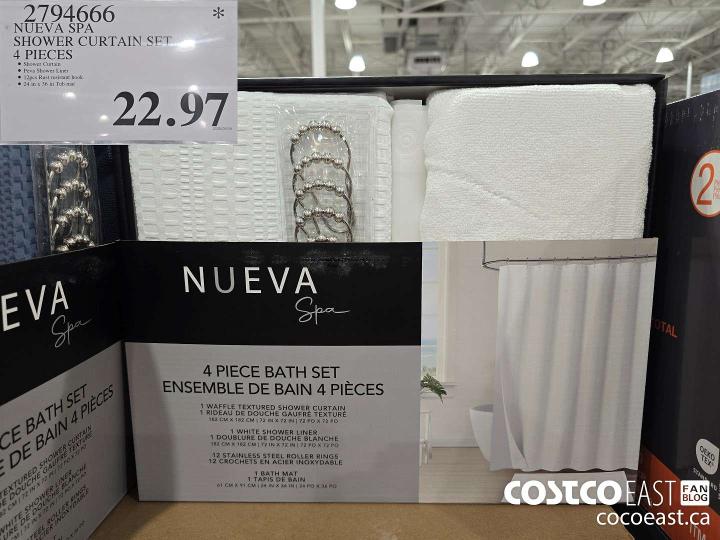 2794666 NUEVA SPA SHOWER CURTAIN SET 4 PIECES $22.97