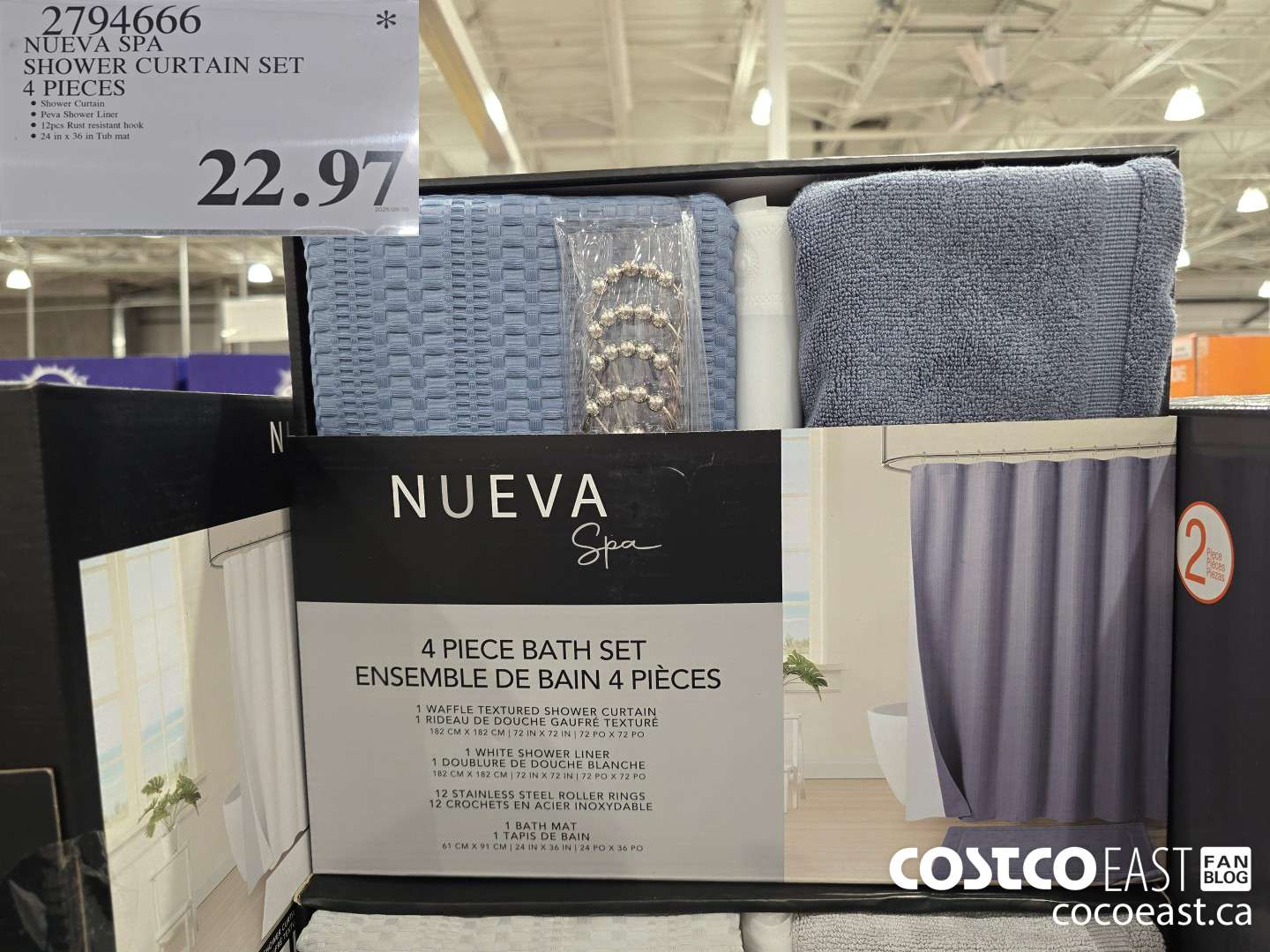 2794666 NUEVA SPA SHOWER CURTAIN SET 4 PIECES $22.97