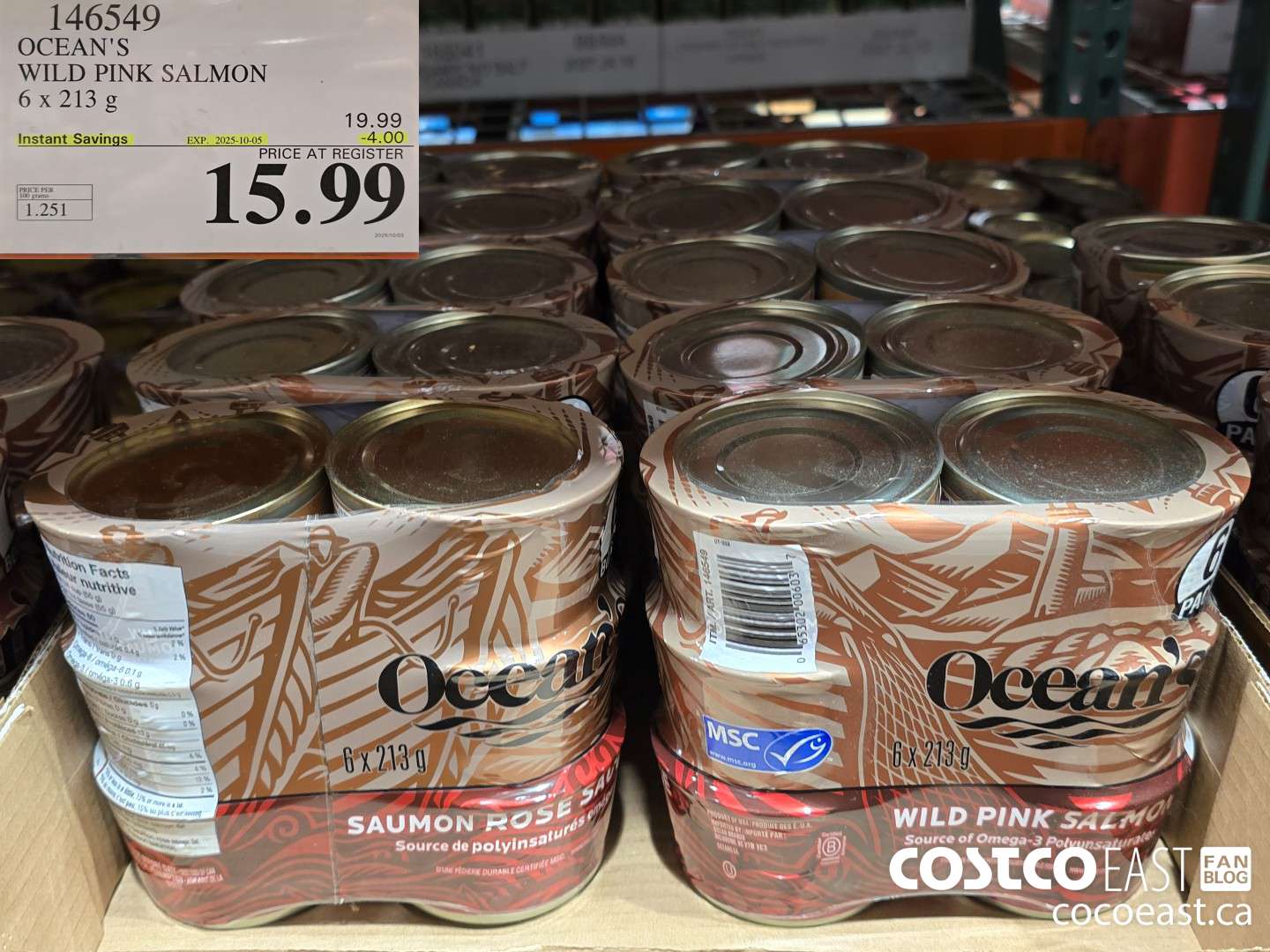146549 OCEAN'S WILD PINK SALMON 6 X 213 g ($4.00 INSTANT SAVINGS EXPIRES ON 2025-10-05) $15.99
