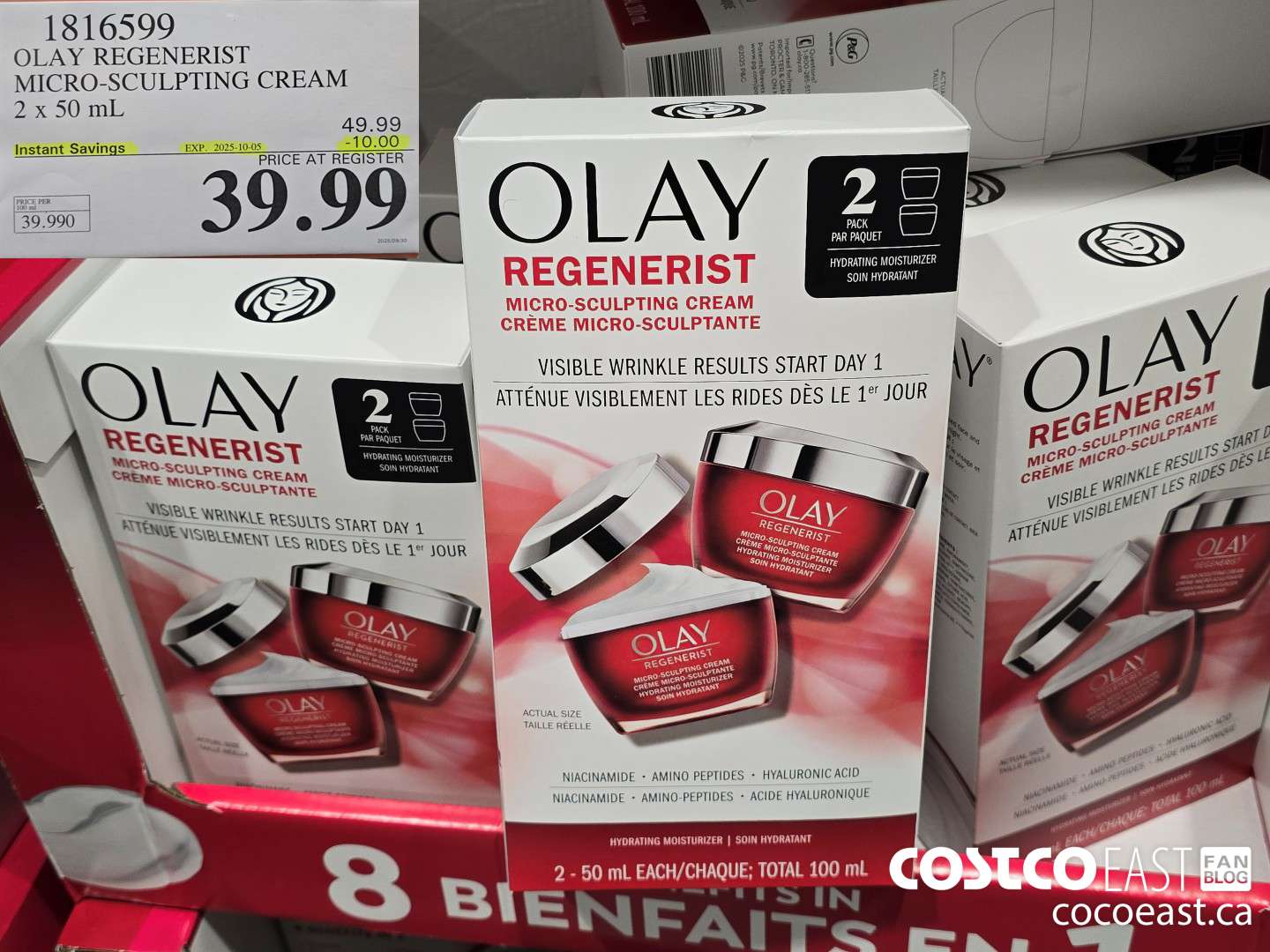 1816599 OLAY REGENERIST MICRO-SCULPTING CREAM 2 X 50 ML ($10.00 INSTANT SAVINGS EXPIRES ON 2025-10-05) $39.99