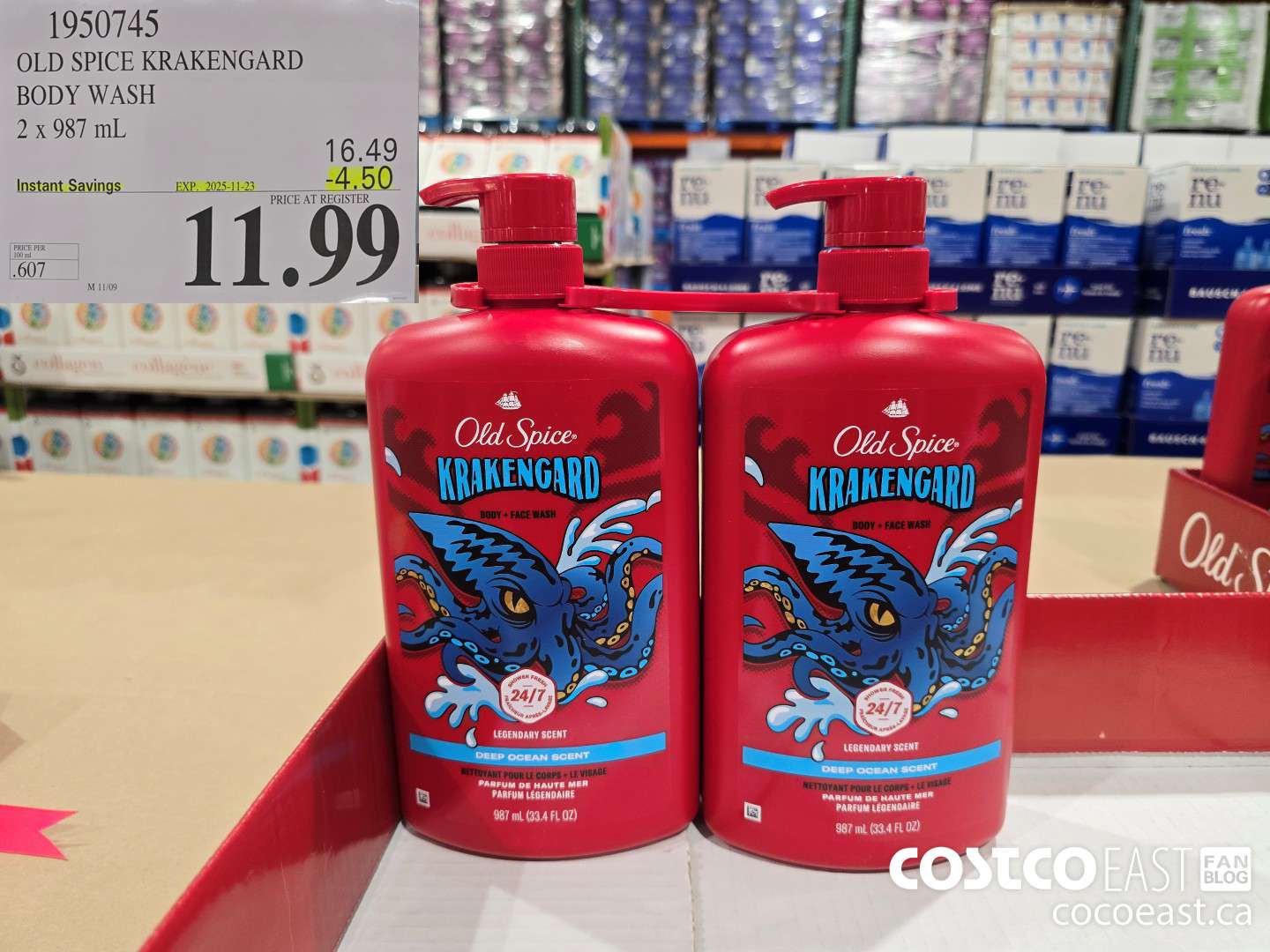 1950745 OLD SPICE KRAKENGARD BODY WASH 2 x 987 mL ($4.50 INSTANT SAVINGS EXPIRES ON 2025-11-23) $11.99