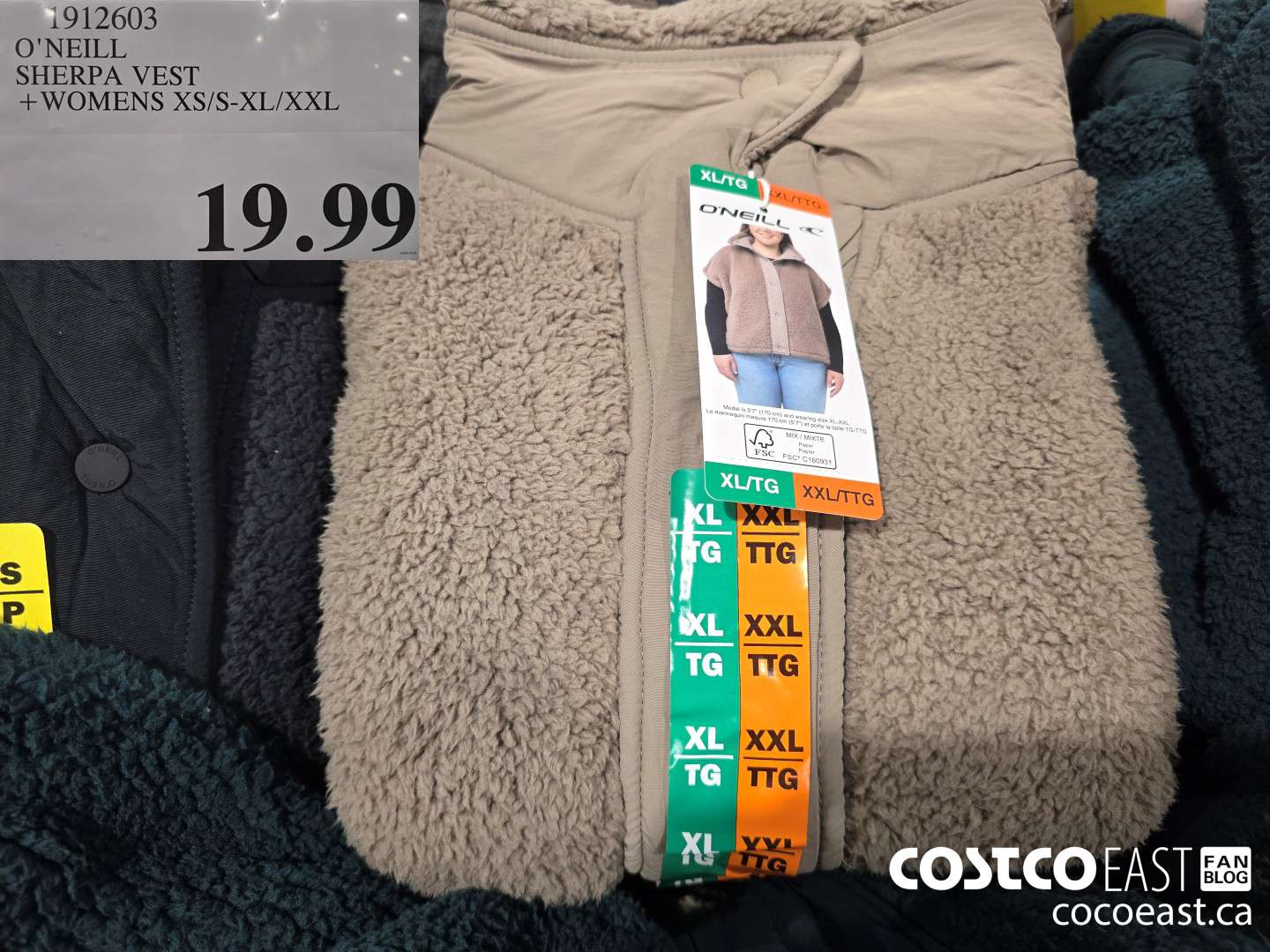 1912603 O'NEILL SHERPA VEST +WOMENS XS/S-XL/XXL $19.99