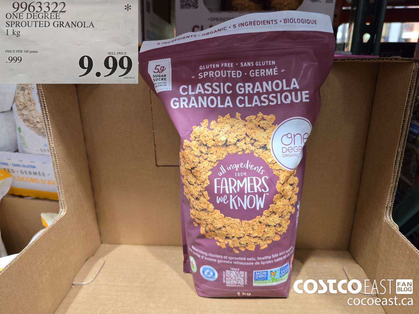 9963322 ONE DEGREE SPROUTED GRANOLA 1 kg $9.99