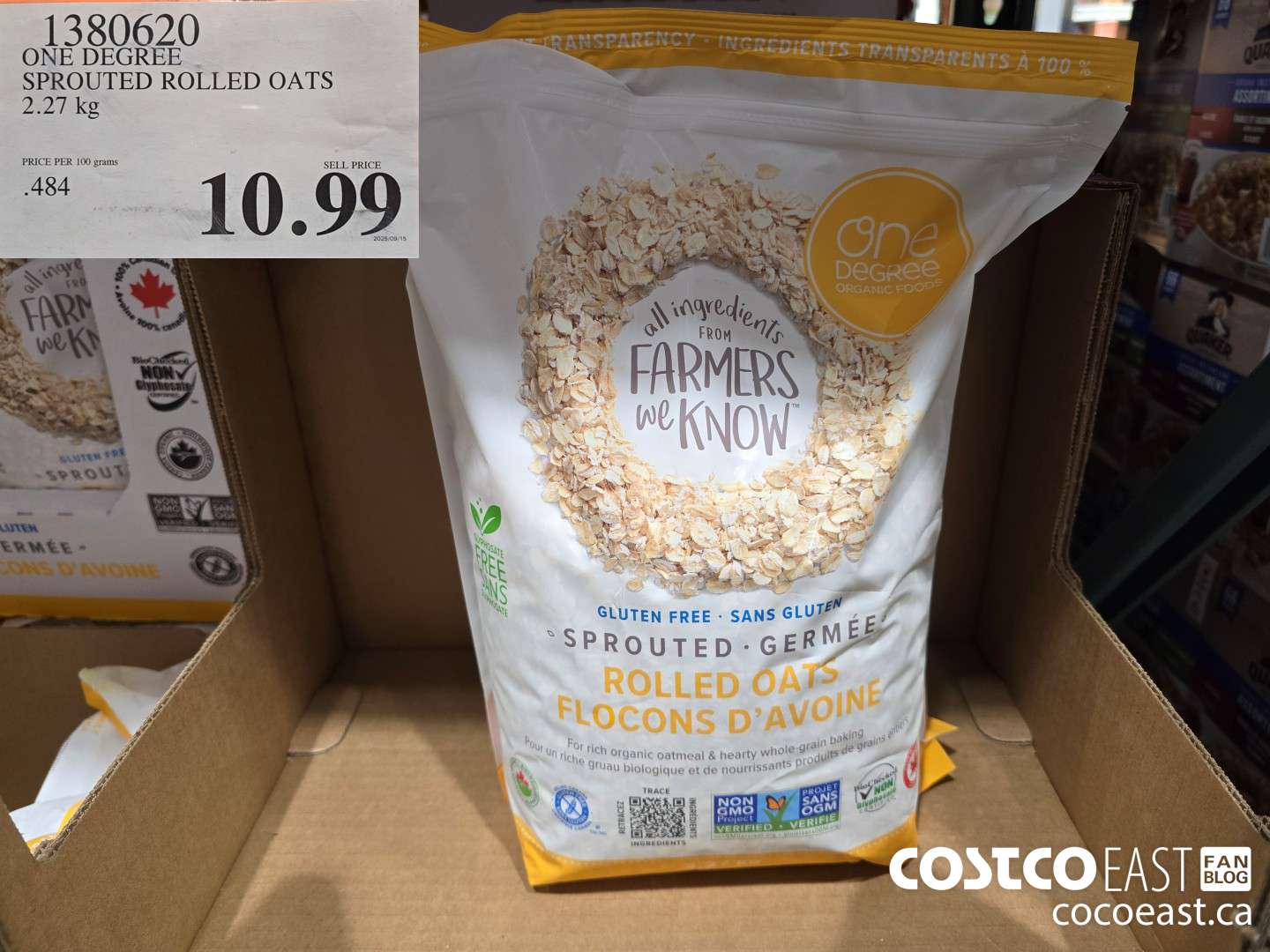 1380620 ONE DEGREE SPROUTED ROLLED OATS 2.27 KG $10.99