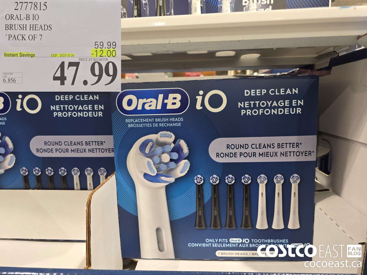 2777815 ORAL-B IO BRUSH HEADS “PACK OF 7 ($12.00 INSTANT SAVINGS EXPIRES ON 2025-10-26) $47.99