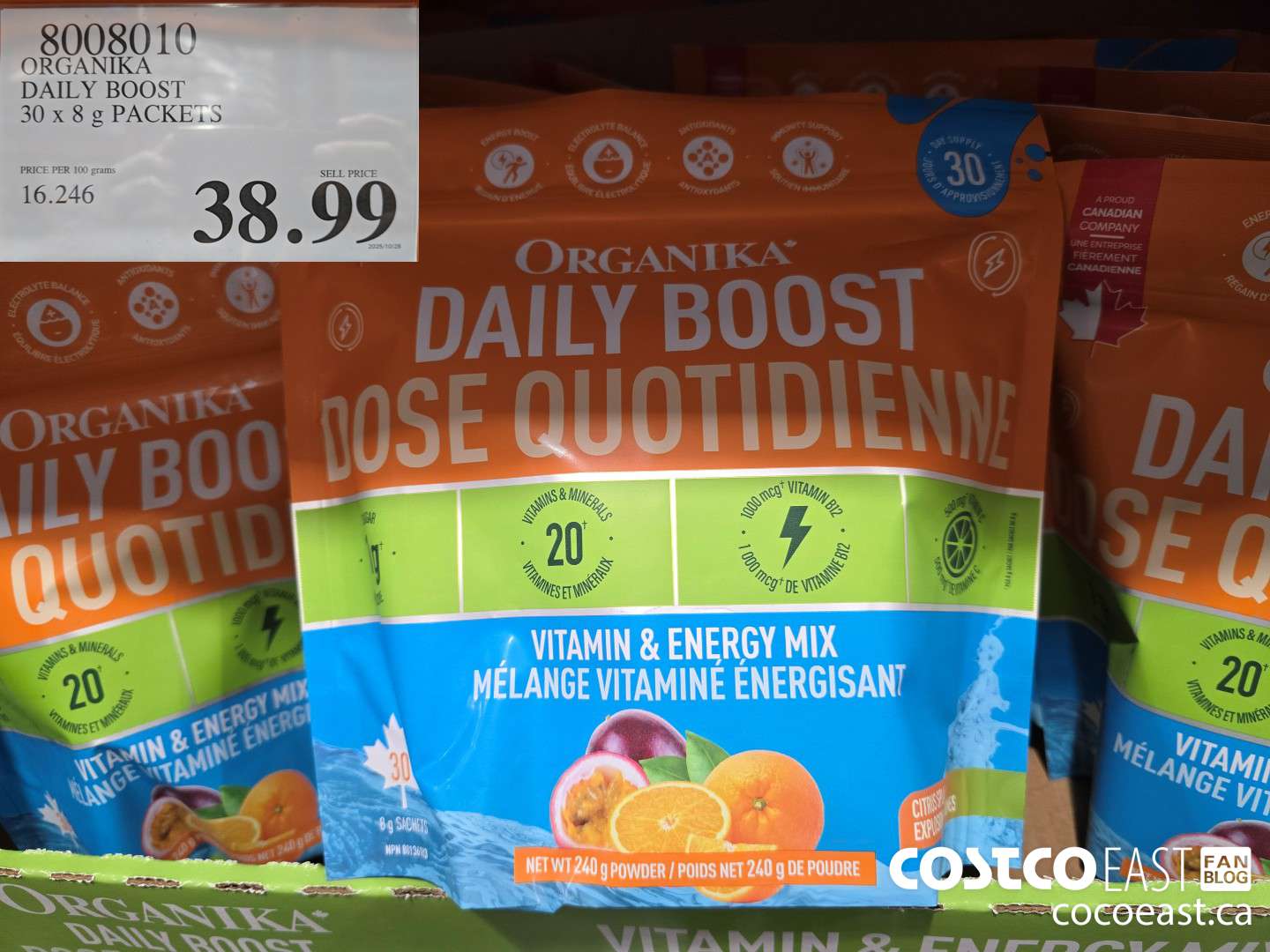 8008010 ORGANIKA DAILY BOOST 30 x 8 g PACKETS $38.99