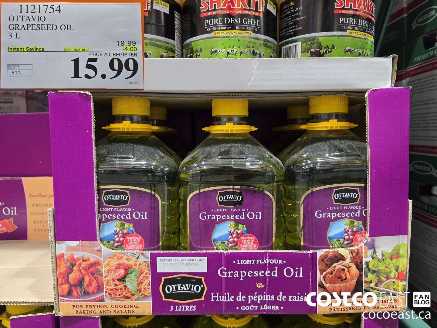 1121754 OTTAVIO GRAPESEED OIL 3L ($4.00 INSTANT SAVINGS EXPIRES ON 2025-10-26) $15.99