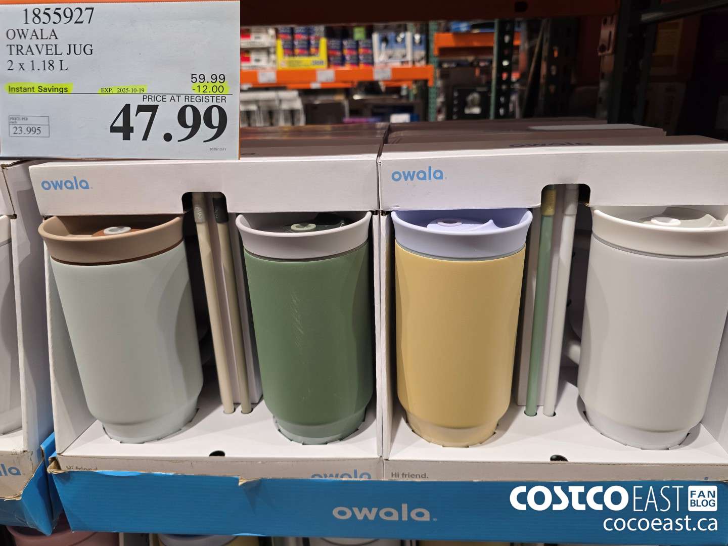 1855927 OWALA TRAVEL JUG PACK OF 2 X 1.18 L ($12.00 INSTANT SAVINGS EXPIRES ON 2025-10-19) $47.99