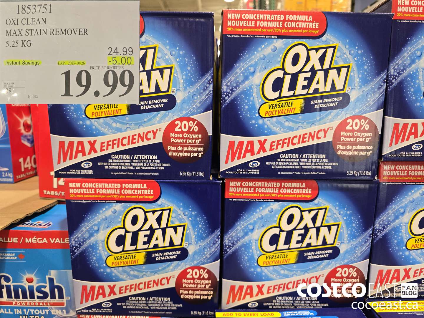 1853751 OXI CLEAN MAX STAIN REMOVER 5.25 KG ($5.00 INSTANT SAVINGS EXPIRES ON 2025-10-26) $19.99