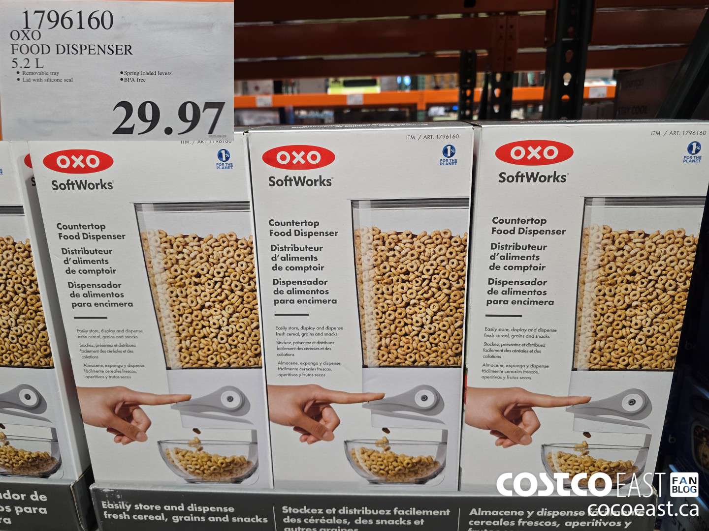 1796160 OXO FOOD DISPENSER 5.2 L $29.97