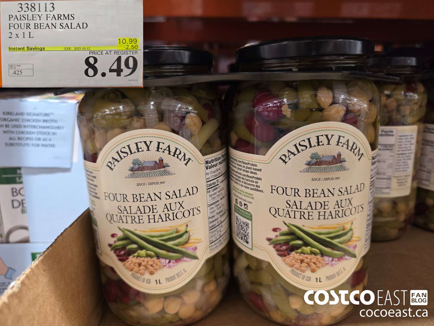 338113 PAISLEY FARMS FOUR BEAN SALAD 2 X 1 L ($2.50 INSTANT SAVINGS EXPIRES ON 2025-10-12) $8.49