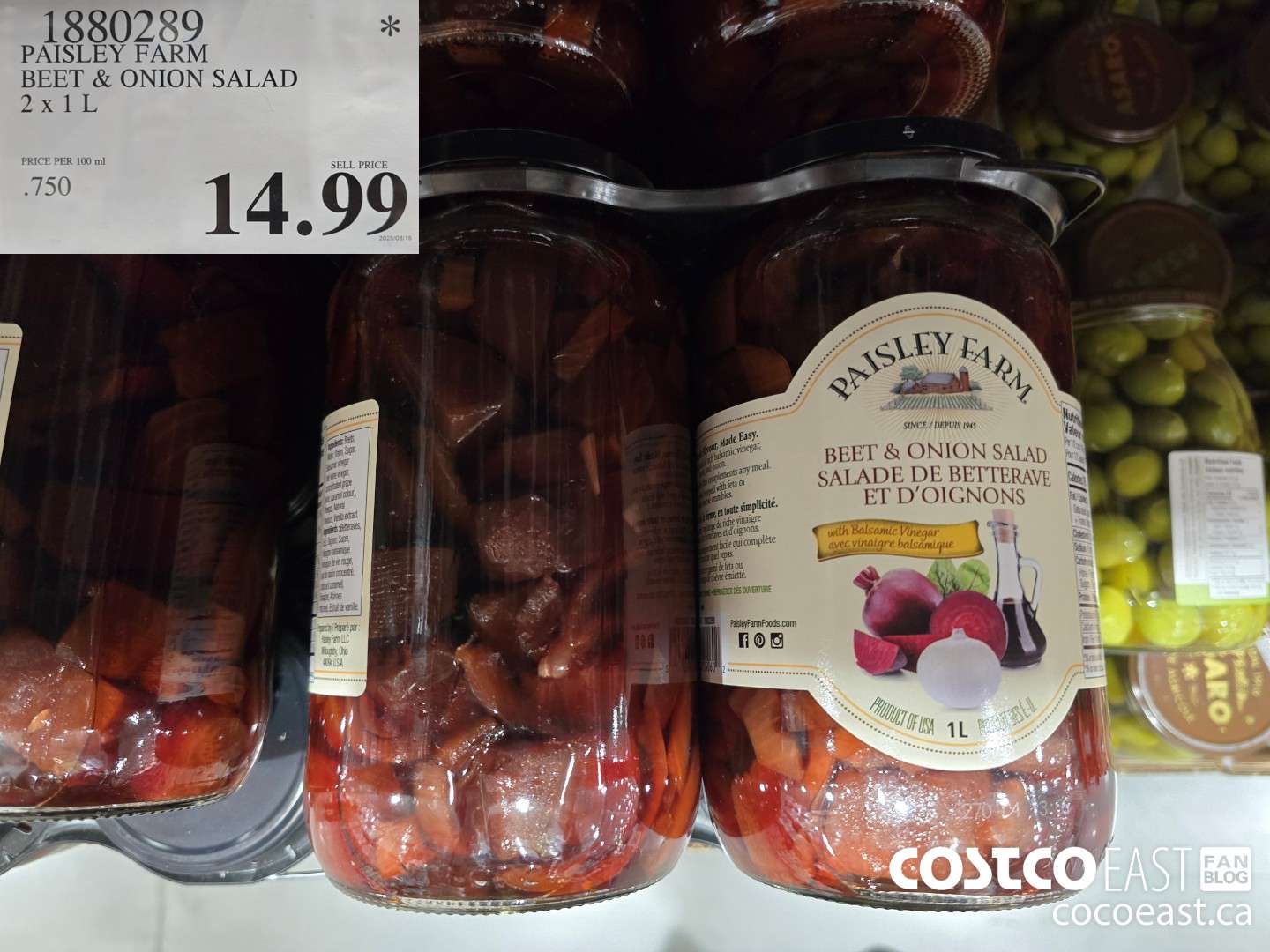 1880289 PAISLEY FARM BEETS & ONION SALAD 2 X 1L $14.99