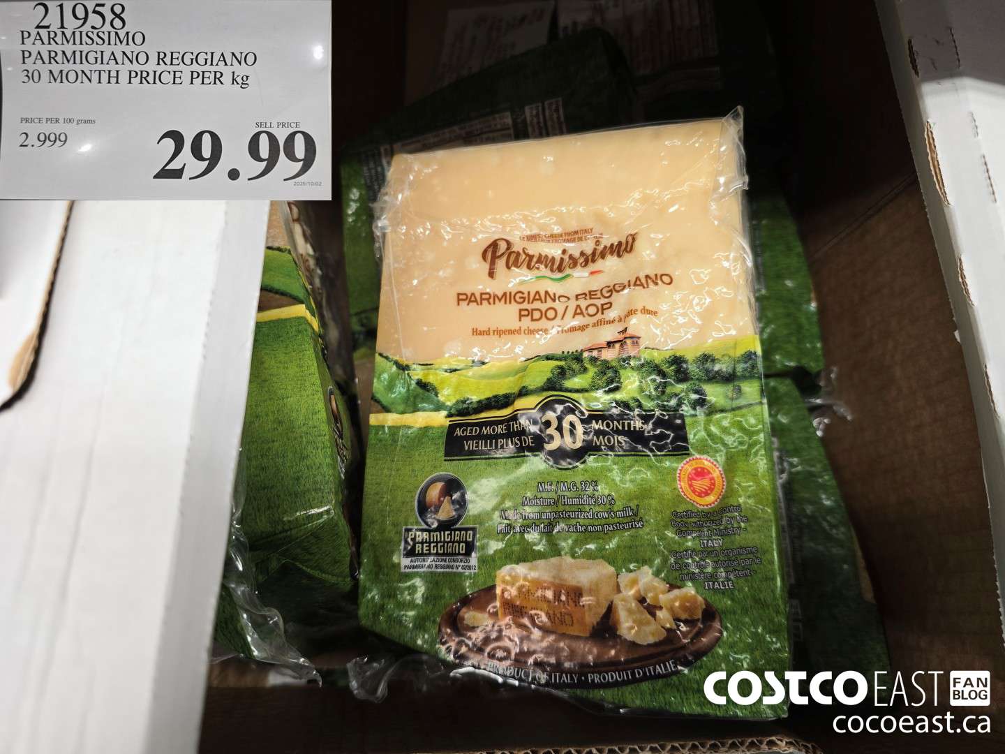 21958 PARMISSIMO PARMIGIANO REGGIANO 30 MONTH PRICE PER KG $29.99