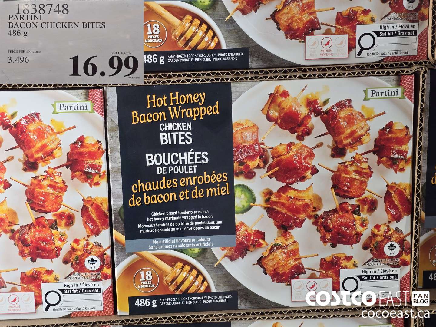 1838748 PARTINI BACON CHICKEN BITES 486 g $16.99