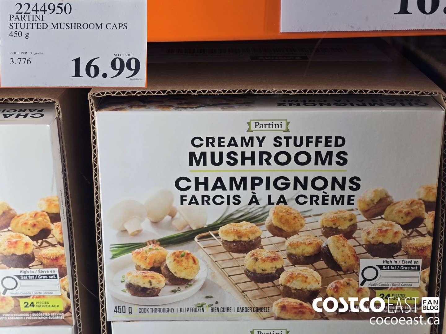 2244950 PARTINI STUFFED MUSHROOM CAPS 450 g $16.99