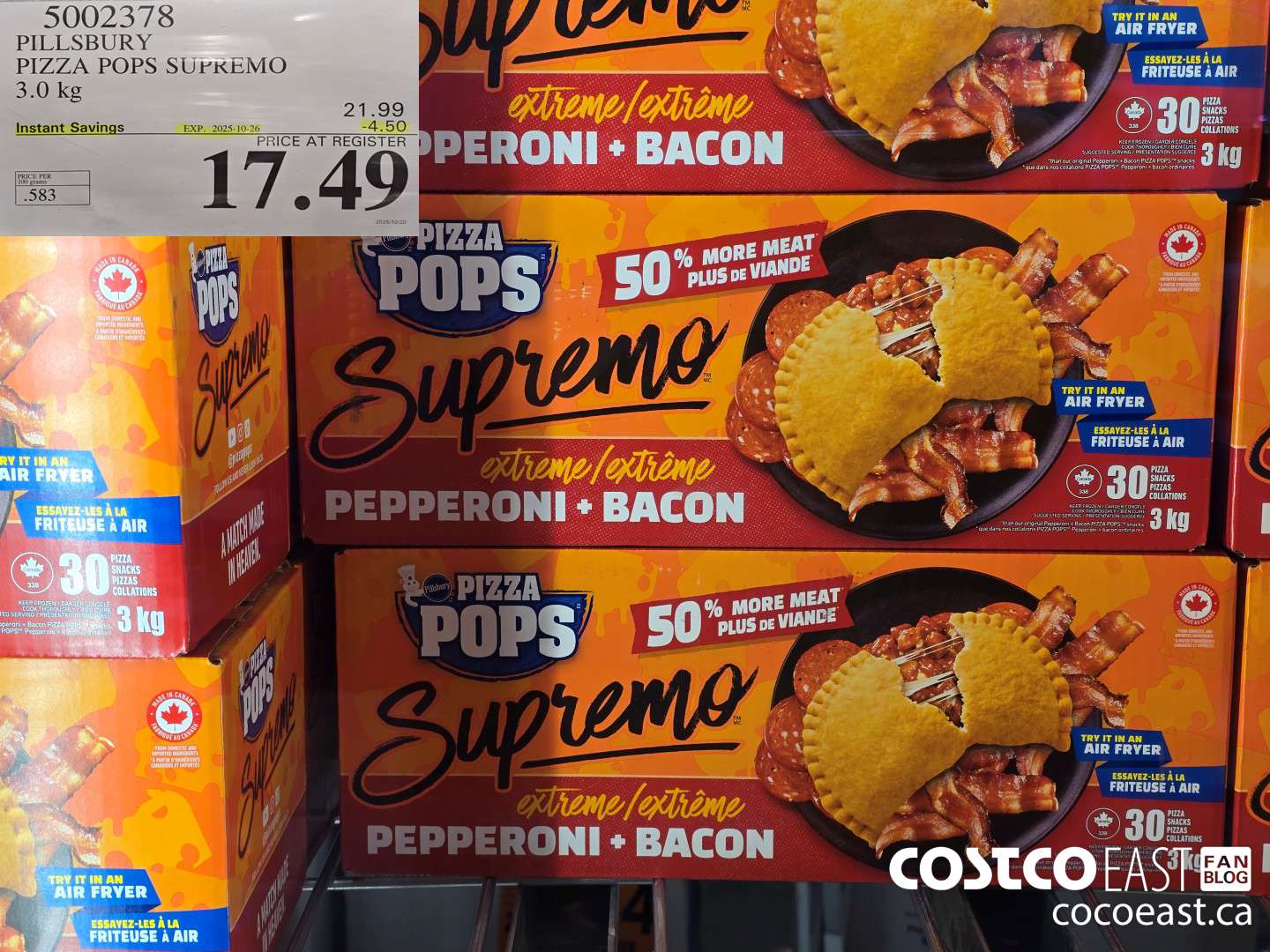 5002378 PILLSBURY PIZZA POPS SUPREMO 3.0 KG ($4.50 INSTANT SAVINGS EXPIRES ON 2025-10-26) $17.49