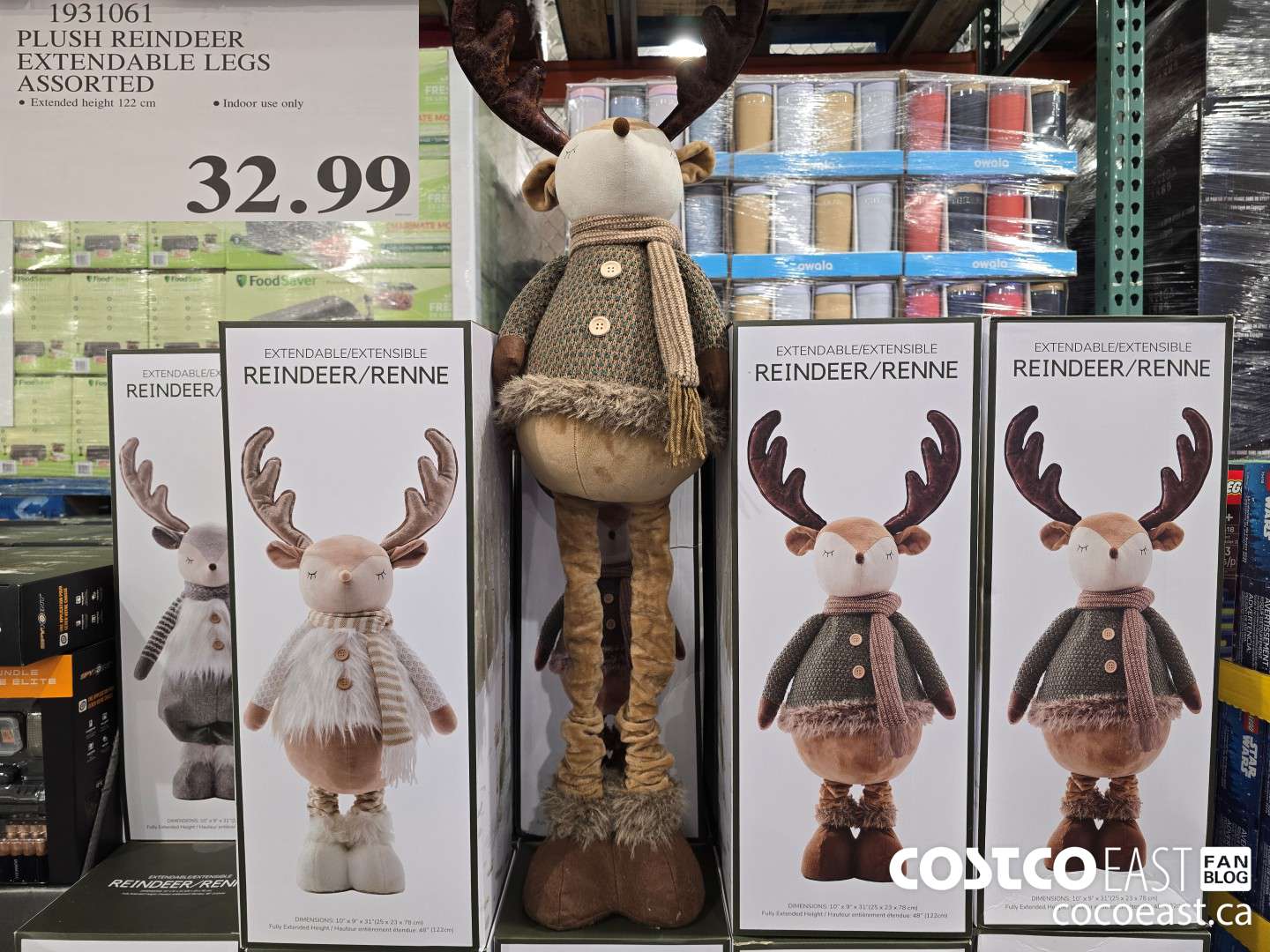 1931061 PLUSH REINDEER EXTENDABLE LEGS ASSORTED $32.99